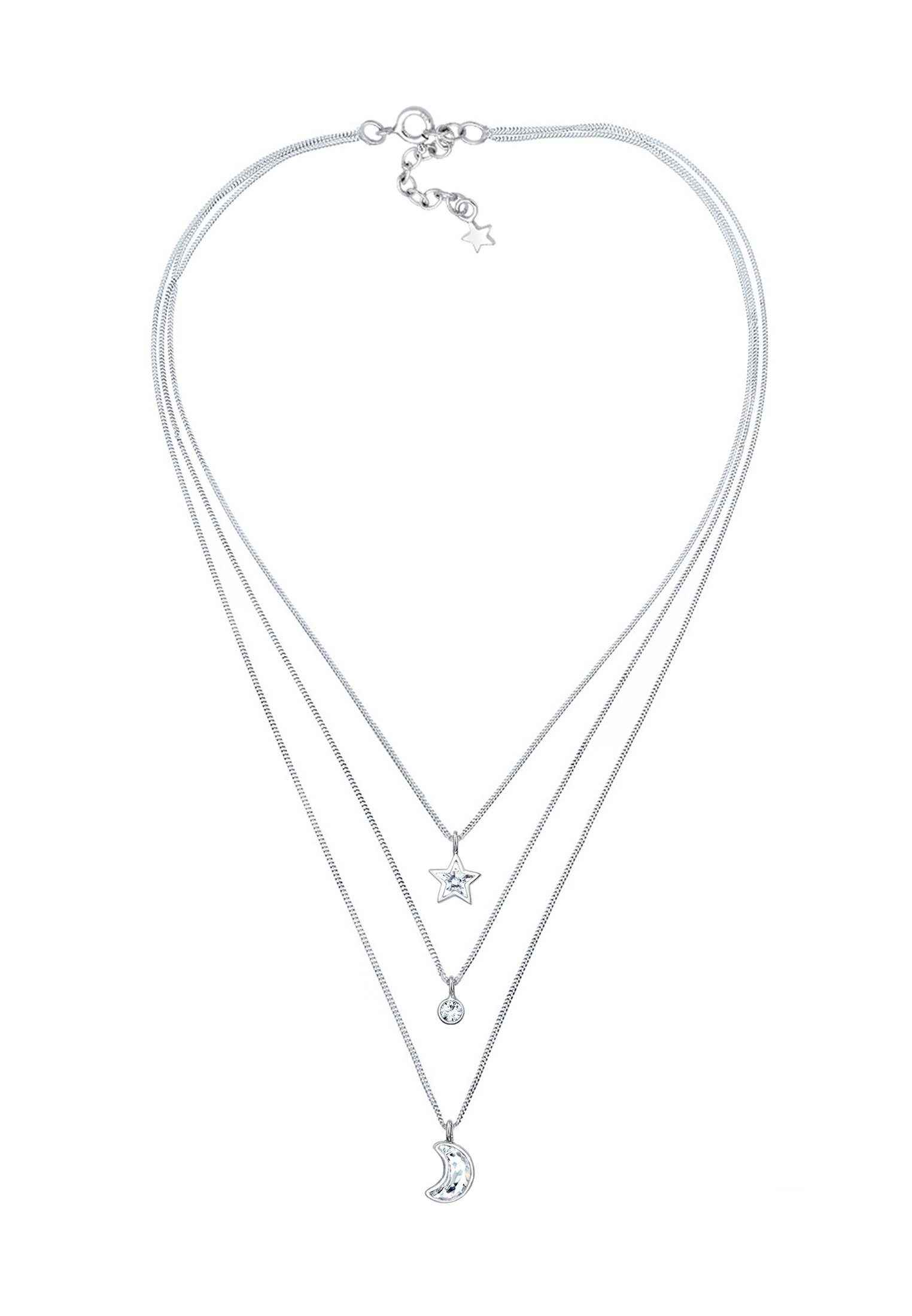 Elli Gliederkette Layer Mond Stern 925 Silber, mit Kristallen von Swarovski®