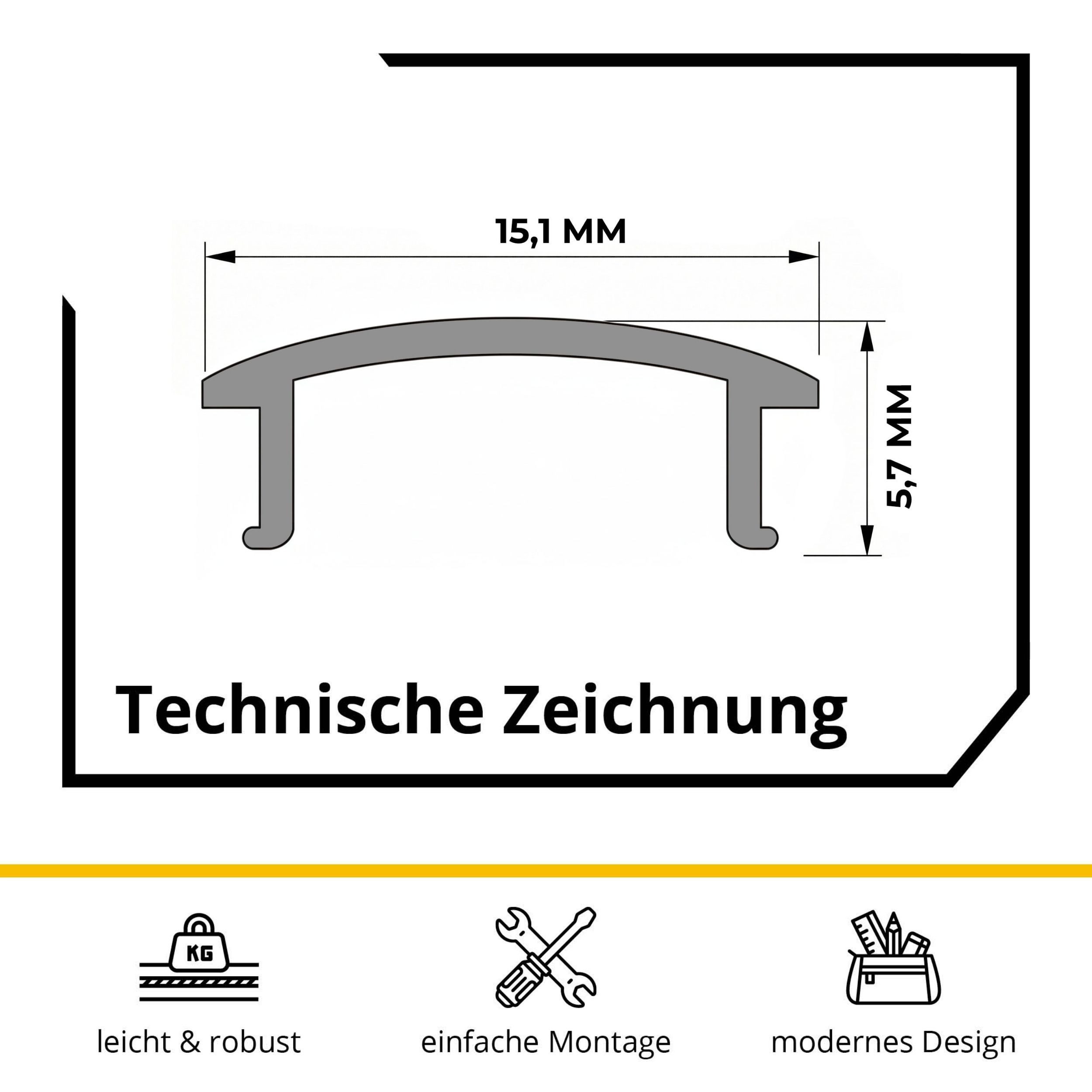 tktrading24 LED-Stripe-Profil LED-Aluprofil Abdeckung No.1 - A17-, A25-, C01-, C02- und F01-Serie – Bild 3 von 5