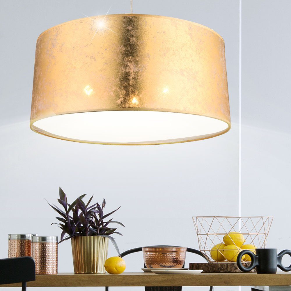 etc-shop Hänge Decken Leuchtmittel Pendel Lampe inklusive, Gold Deckenleuchte, Gästezimmer Elegante Leuchte nicht Stoff