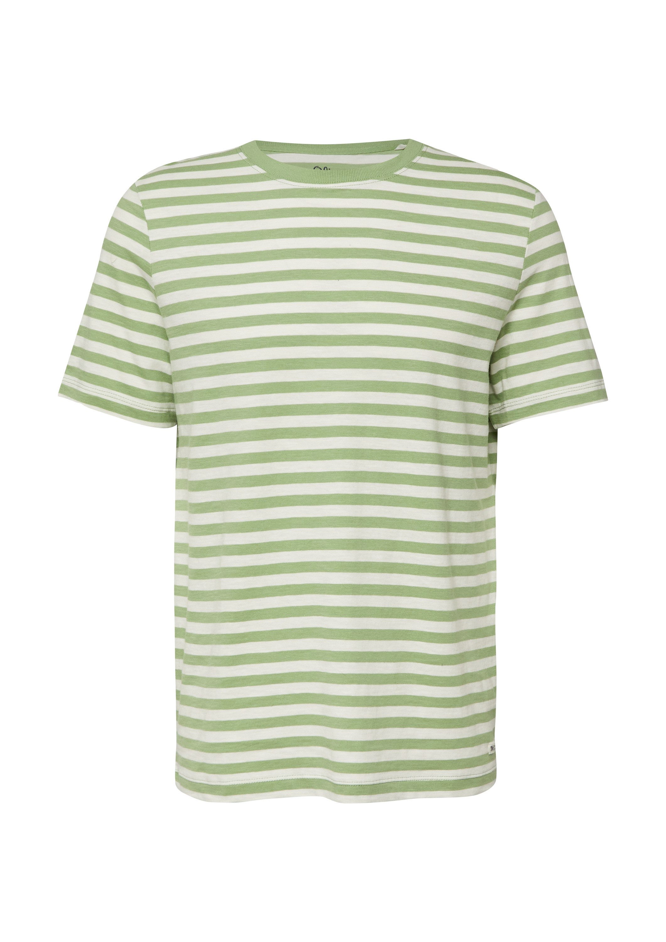 s.Oliver Kurzarmshirt T-Shirt Gestreiftes T-Shirt in Flammgarnstruktur