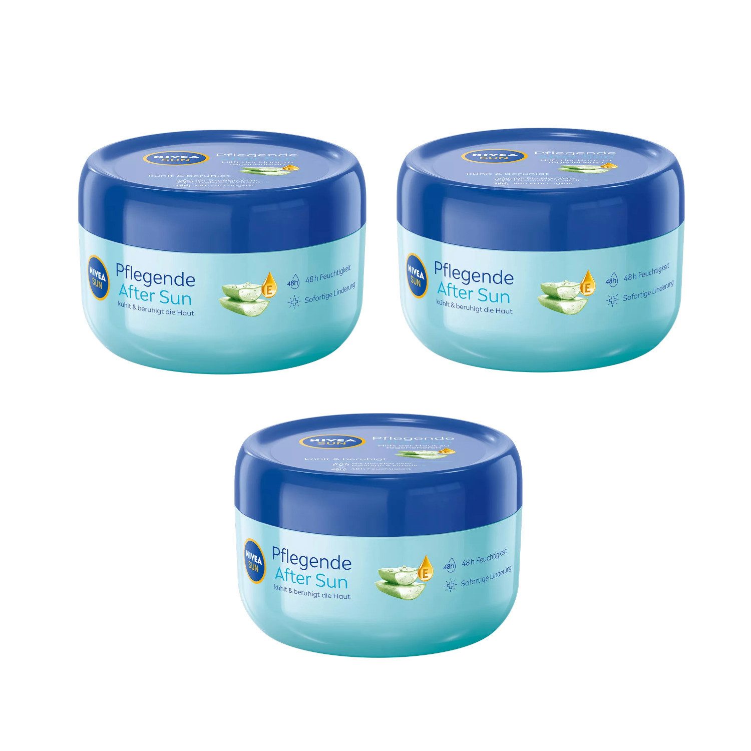 After Sun-Balsam SUN After Sun Tiegel mit Bio Aloe Vera Hyaluron Vitamin E 3 x 300ml