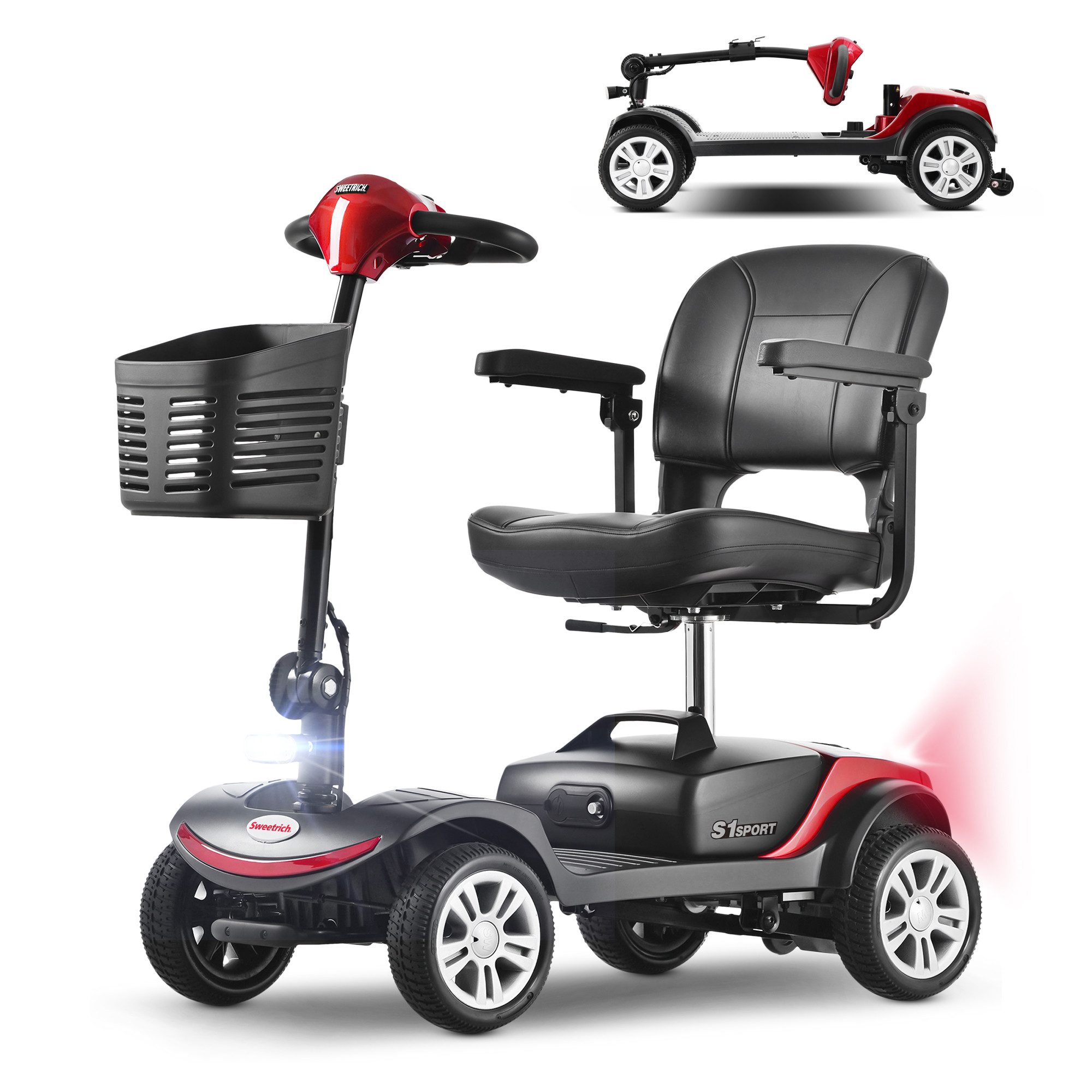 Rolipo Elektromobil Klappbar Elektromobil für Senioren und Erwachsene 12AH Akku,15-25km, 300 W, 6 km/h, Reichweite Elektroroller mit Sitz und Korb Elektro Scooter bis 136kg