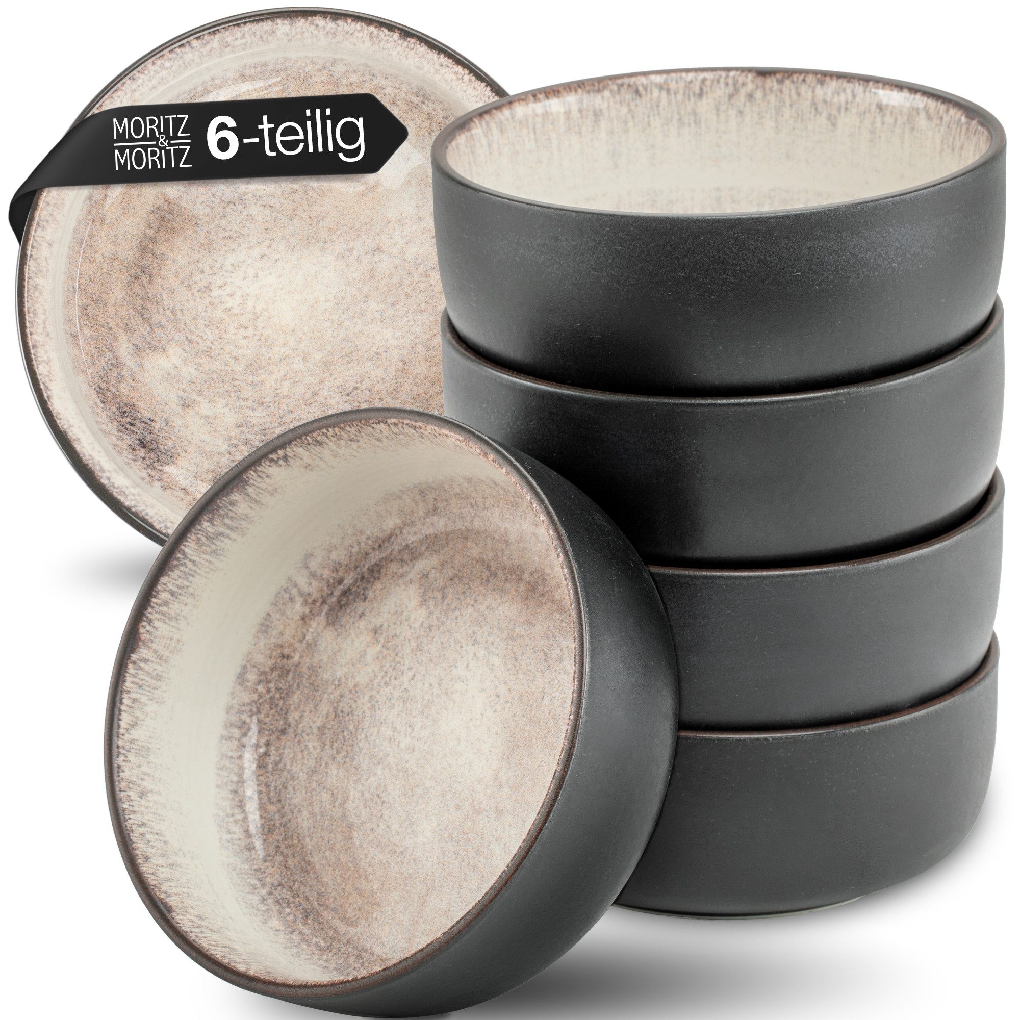 Moritz & Moritz Müslischüssel VIDA Müslibowl Beige, Porzellan, (Set, 6-tlg), Stylisches Чаши Set