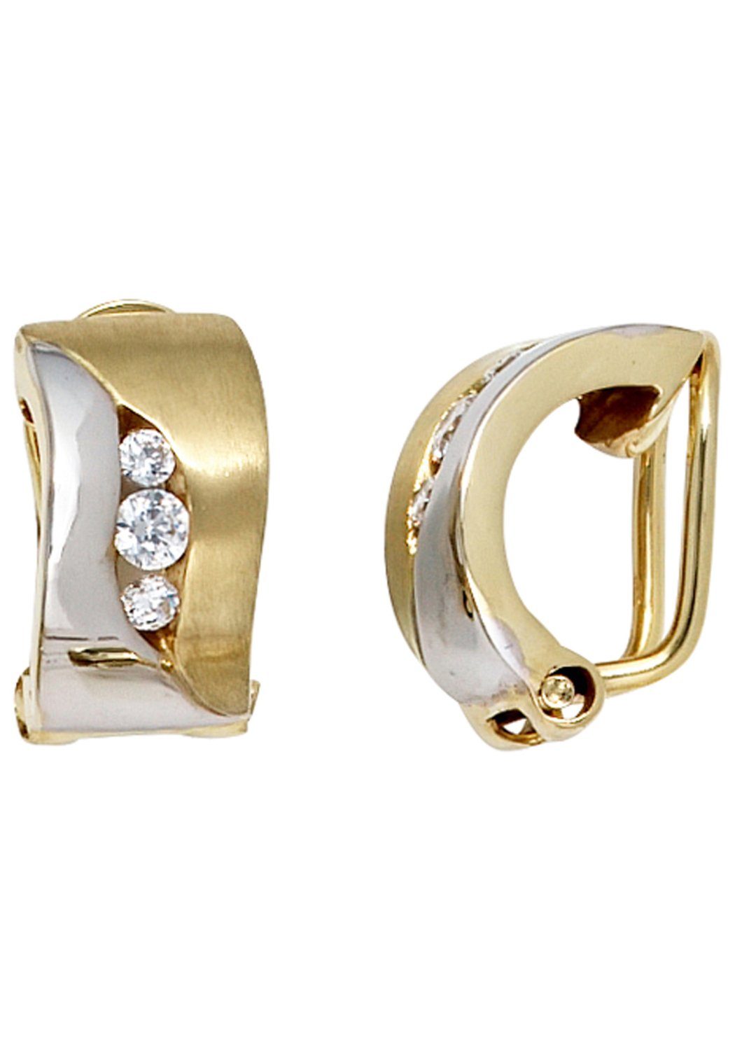 JOBO Paar Клипсы, 333 Gold bicolor mit Zirkonia