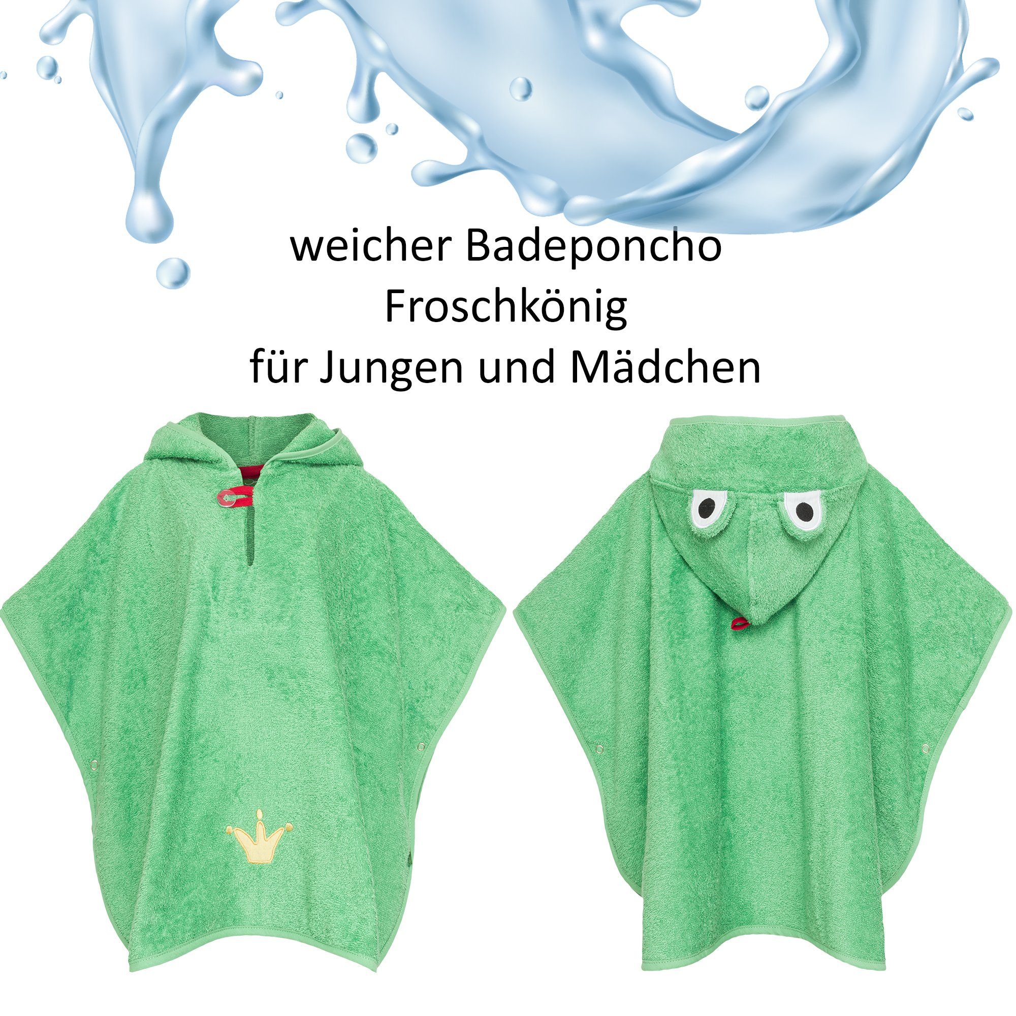 Frosch, Smithy Badeponcho am Frottee, Knöpfe grün, made Baby Armloch, in Frottee, Europe