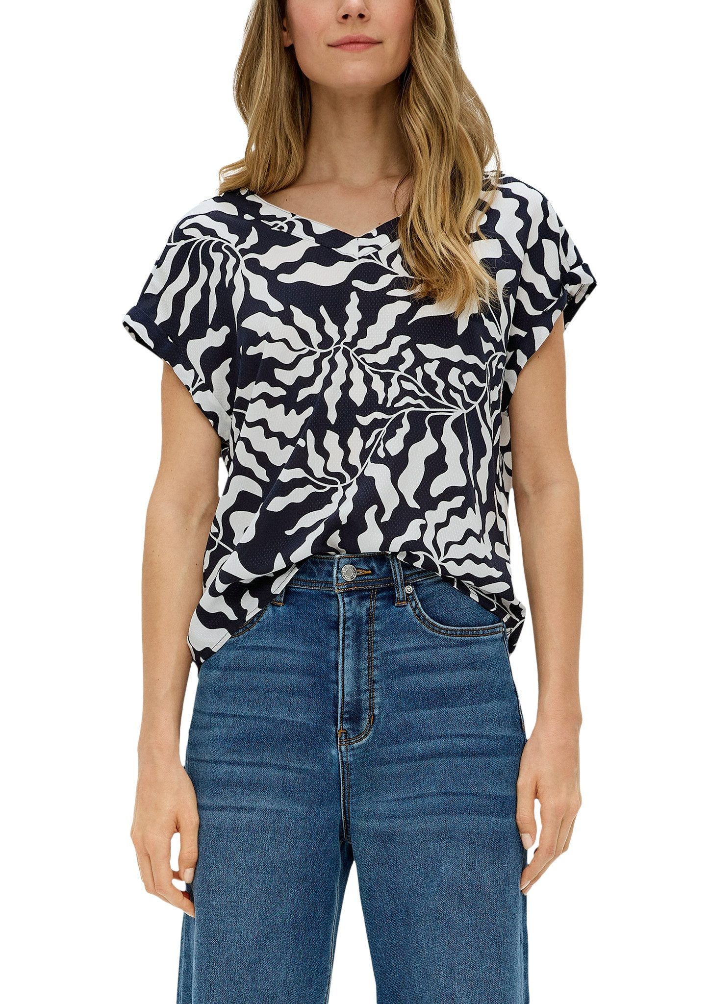 s.Oliver Druckbluse mit V-Ausschnitt