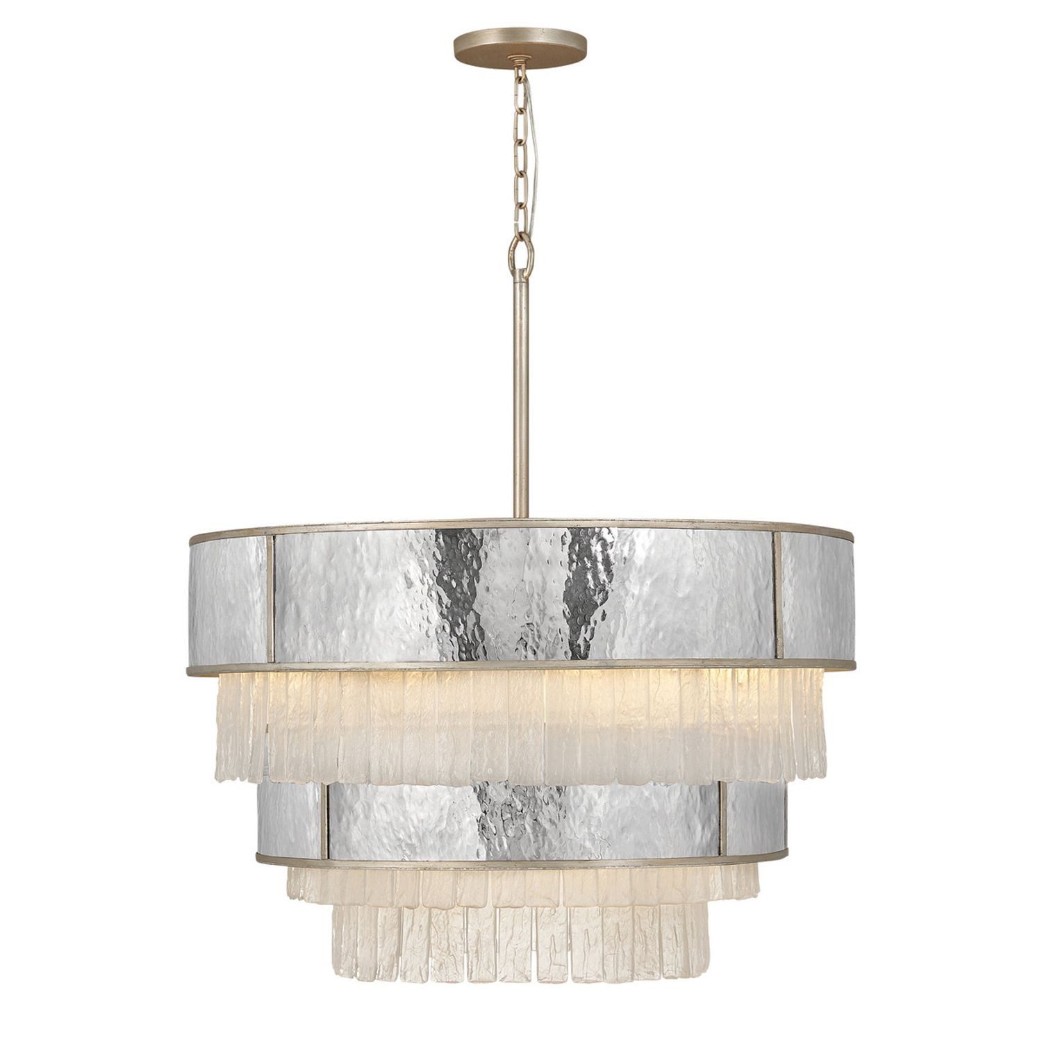 Licht-Erlebnisse Pendelleuchte KARIN, ohne Leuchtmittel, H: max. 409,4 cm Ø 81,3 cm in Creme-Gold Edelstahl E14 rund Modern