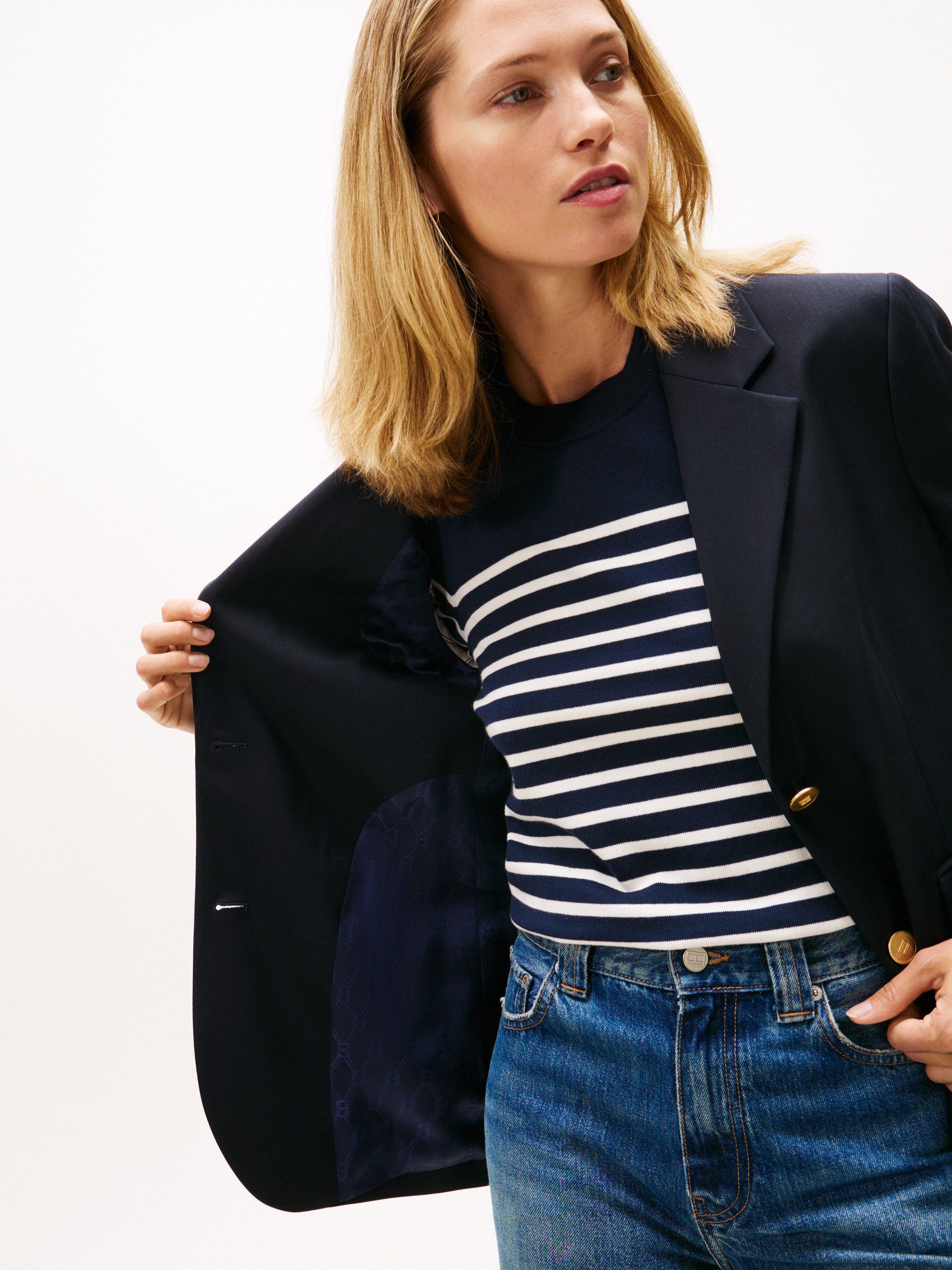 Tommy Hilfiger Longblazer TIMELESS WOOL REG STRT SB BLAZER mit Wolle günstig online kaufen