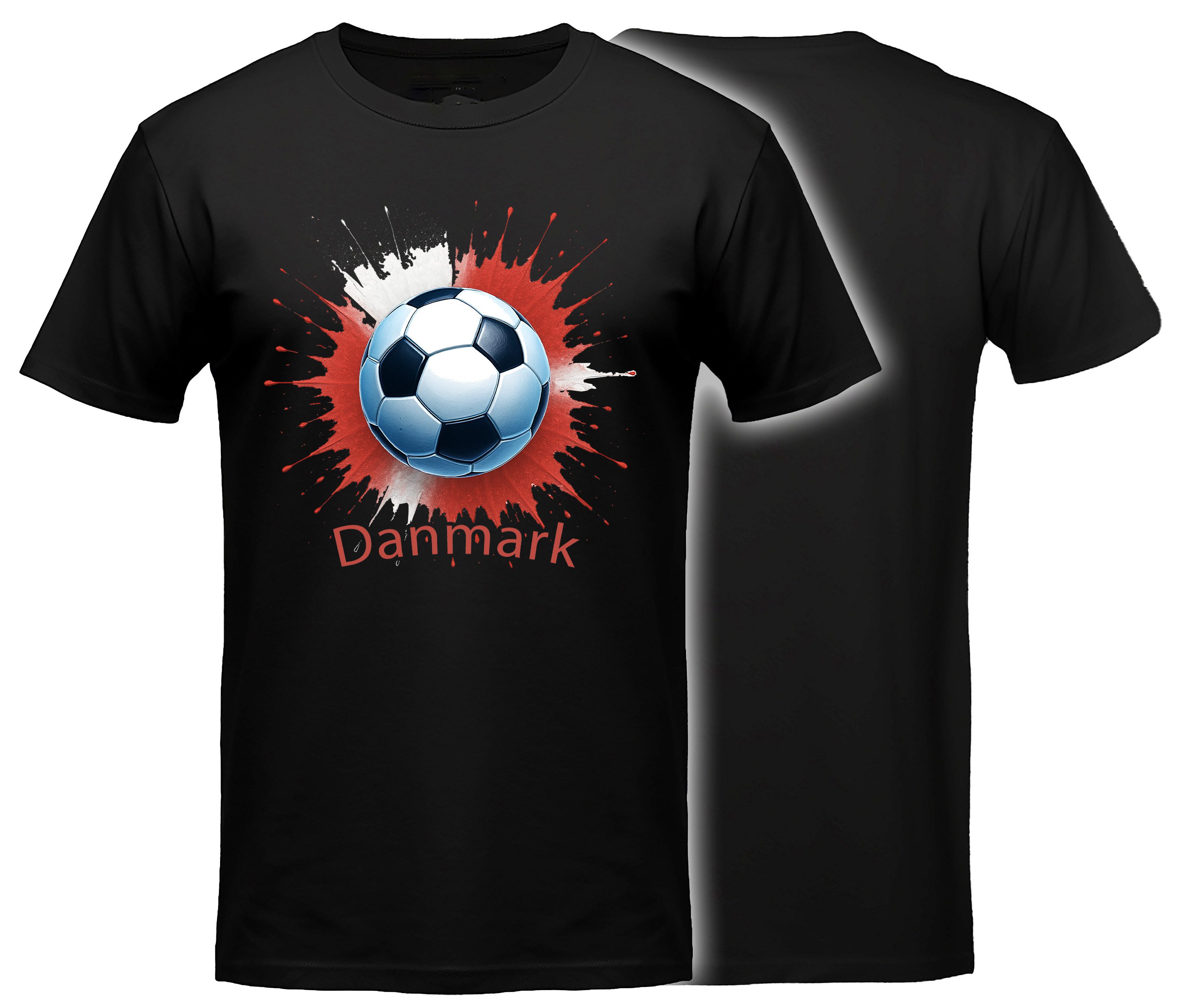 MyDesign24 T-Shirt Fussball Shirt - WM T-Shirt schwarz Herren und Damen Fussball kurzarm Dänemark Fan-Shirt i673
