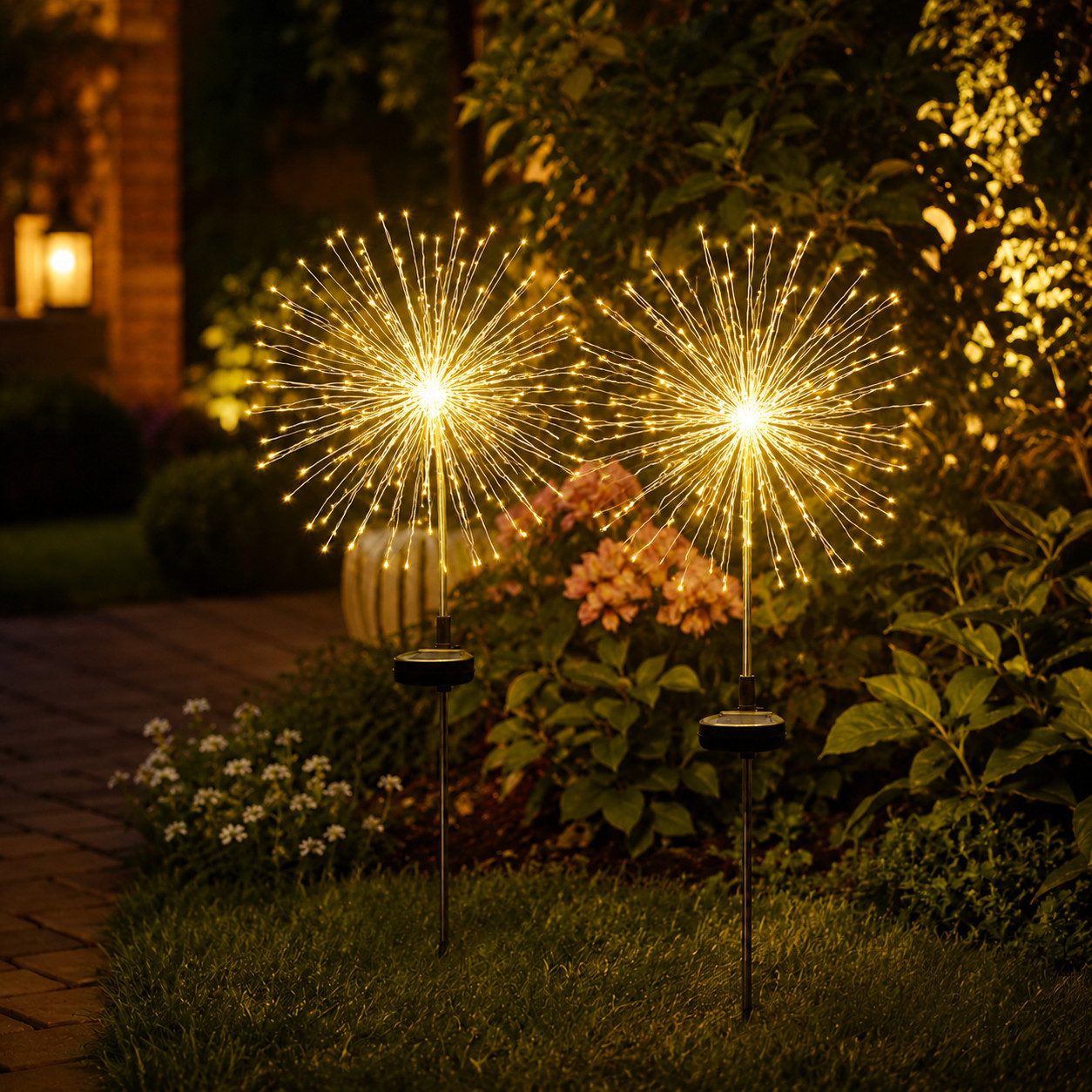 pedete LED Solarleuchte LED Solarleuchte Solarlampen Garten 120 LED Feuerwerk Solarleuchten, gartendeko, solarlampen für außen, Warmweiß, Tageslichtweiß, Leuchtmittel, Wetterfest Pusteblume Solarlampen 8 Modi mit Erdspieß
