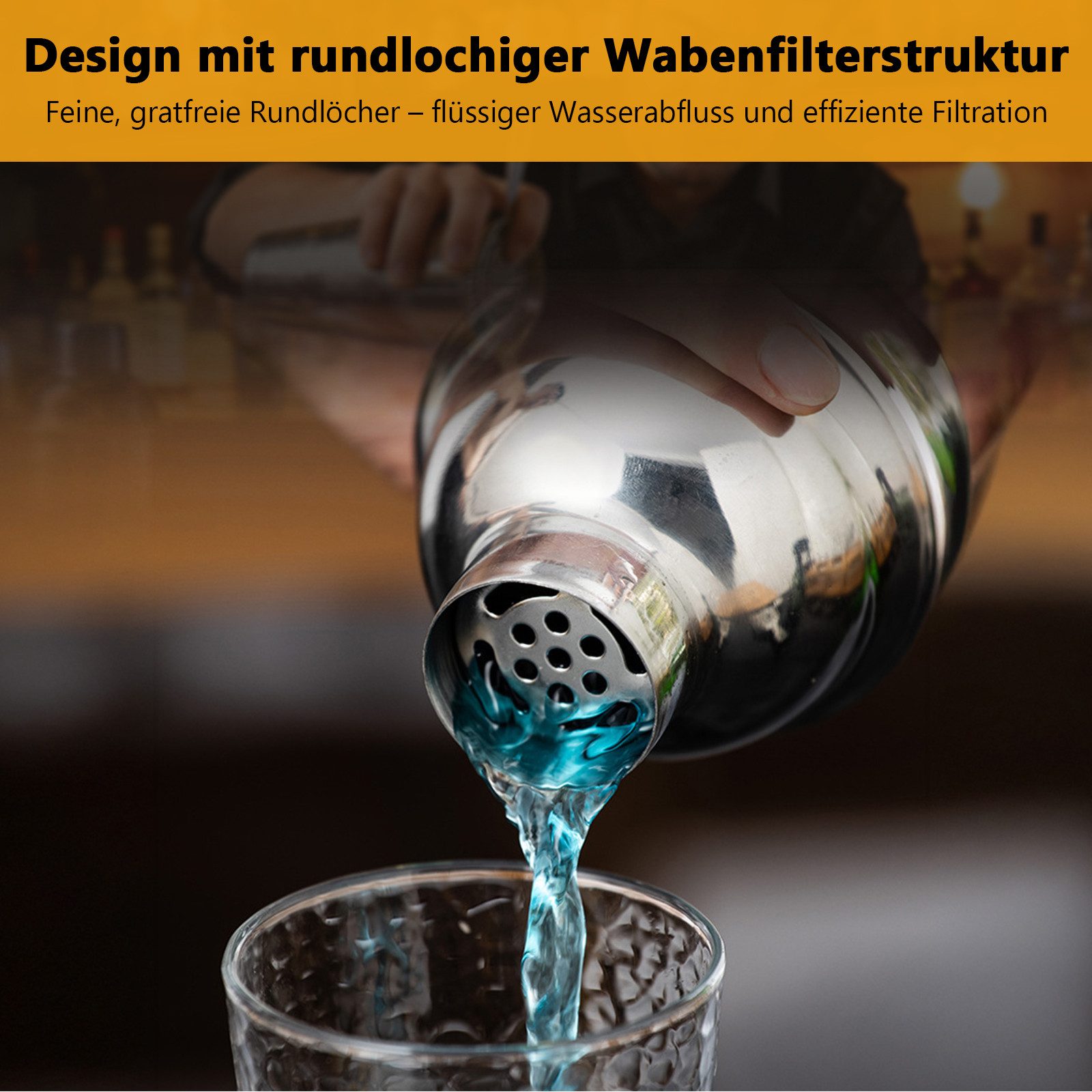 GLIESE Cocktail-Set Edelstahl Cocktail Shaker Set 12-teiliges mit Bar Zubehör, (12-tlg., Cocktail Shaker Setz), 750ml, mit Bambus-Ständer – Bild 5 von 5