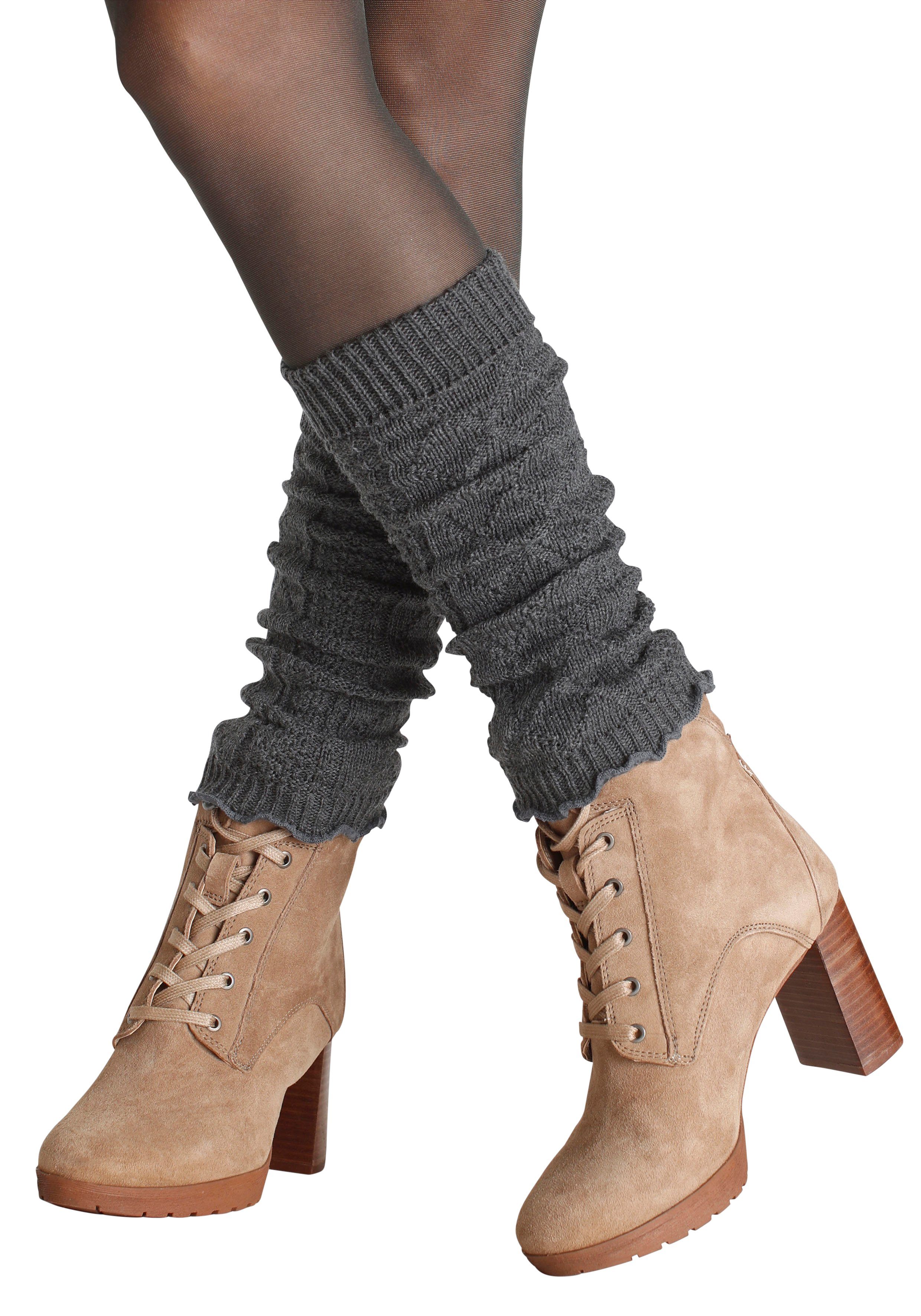 Lavana Stulpensocken gestrickte Beinstulpen, Beinwärmer für Ballett, Tanz und Sport (Packung, 2-Paar) mit Zopfstrickmuster