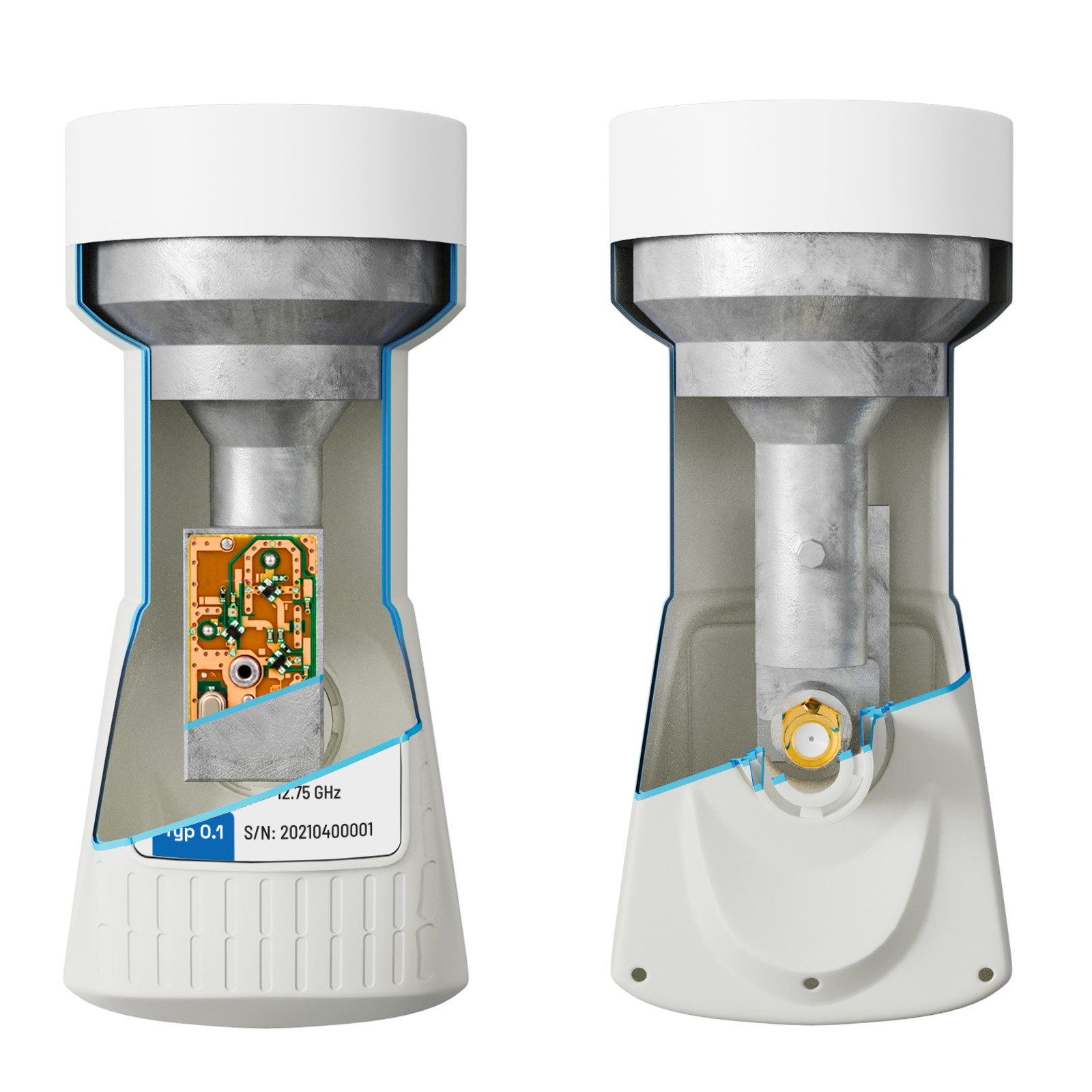 HB-DIGITAL LNB Single für 1 Teilnehmer Signalumsetzer UHD 101S weiß Universal-Single-LNB (für 1 Teilnehmer, Die vergoldeten F-Anschlüsse für noch bessere Signalübertragung)