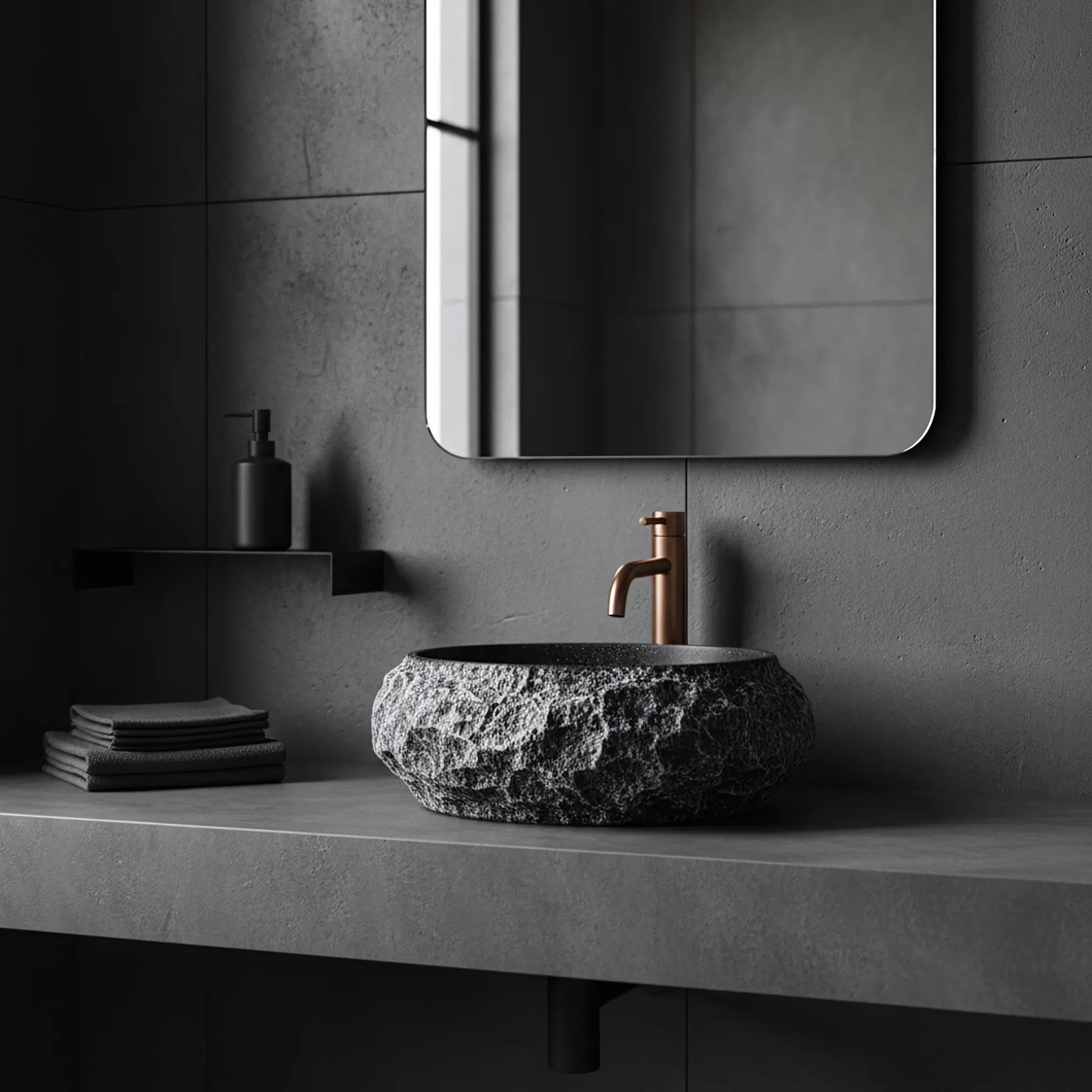 wohnwerk.idee Aufsatzwaschbecken aus Kompositstein, Designer Badwaschbecken 8 Farben – Bild 5 von 5