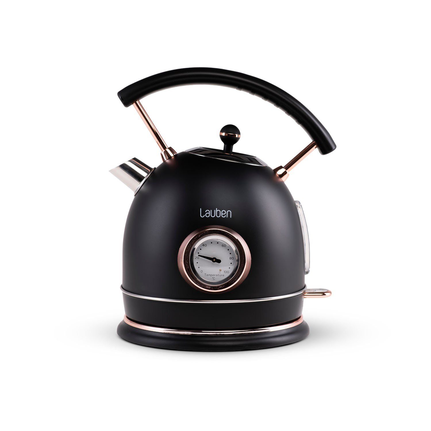 Lauben Wasserkocher Electric Kettle 17BC, Hochwertiges Design, Temperaturüberwachung, 1.8 l, 2200,00 W, Art Deco Stil, 360° drehbarer Sockel