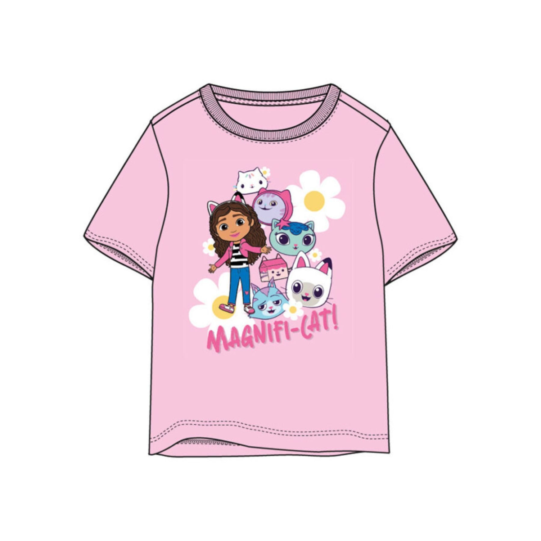 Gabby's Dollhouse T-Shirt Kinder Baumwollshirt rosa Kurzarm Shirt für Freizeit Kindergarten