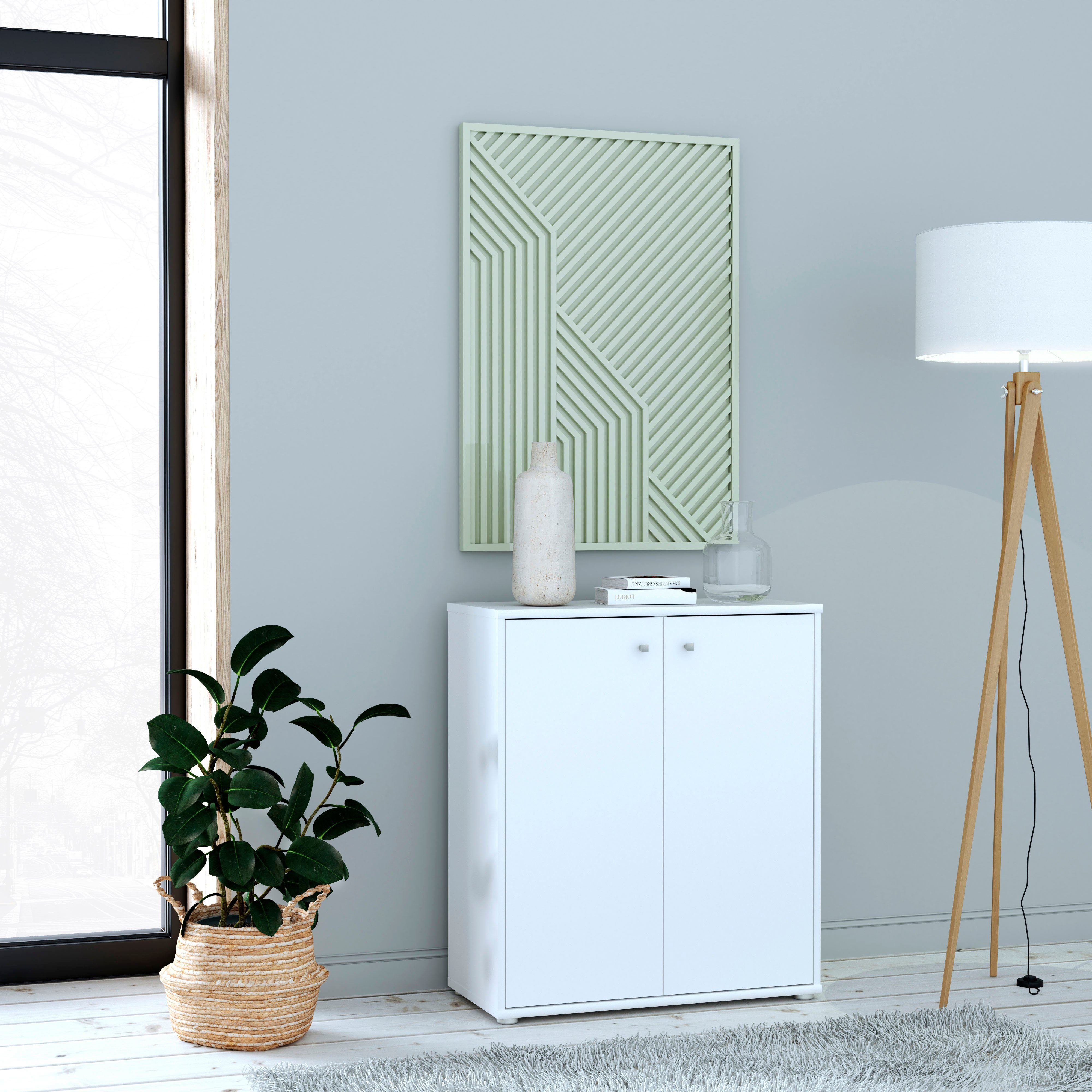 FORTE Kommode Tempra, Kommode, 2 große Türen, Höhe 85,5 cm, Breite 73,7 cm