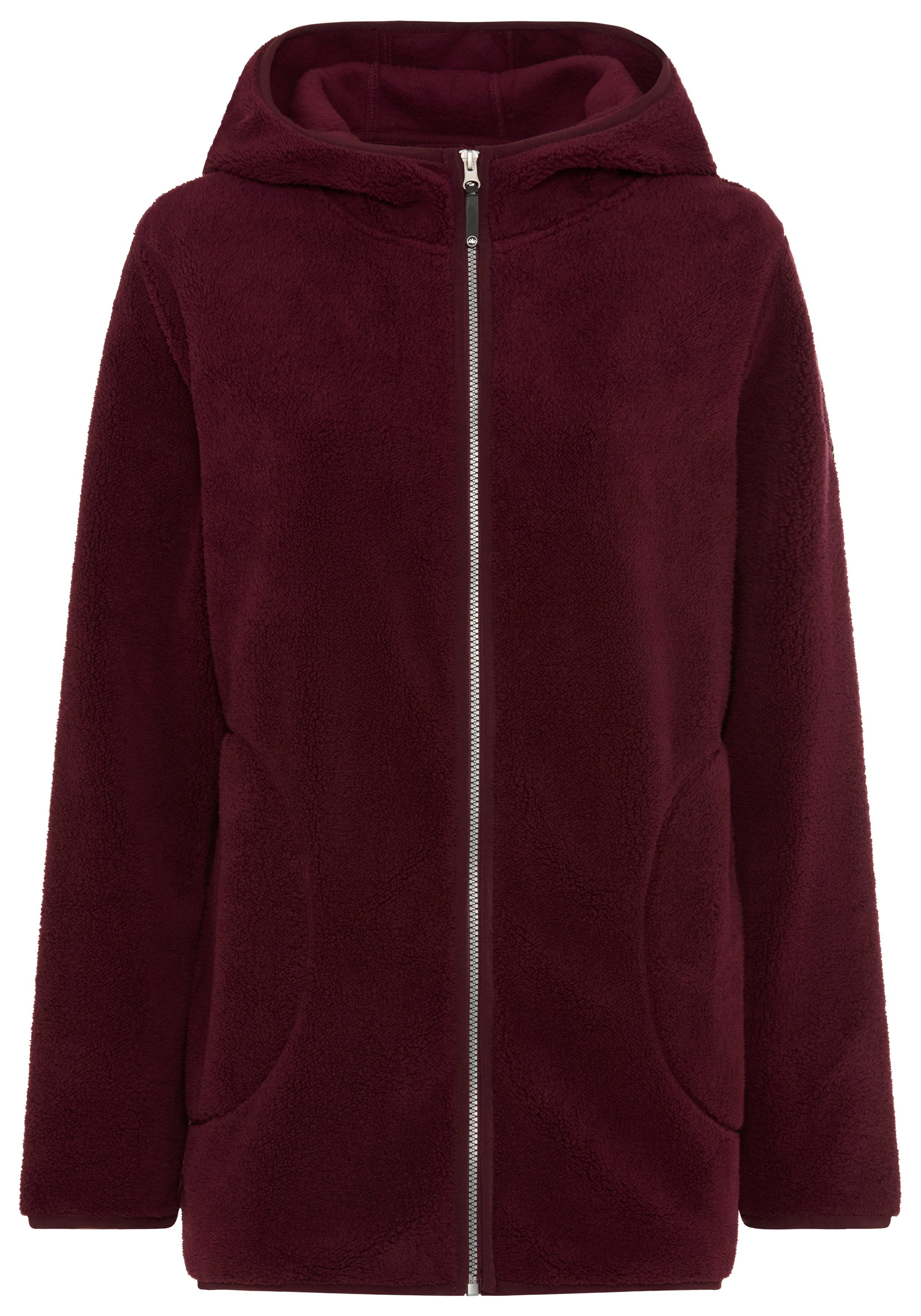Polarino Fleecejacke mit Kapuze, wärmendes Polyester-Fleece, atmungsaktiv, unifarben