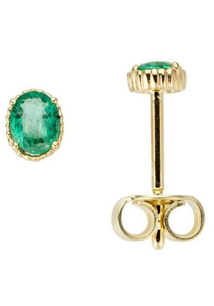 Paar Ohrstecker Schmuck Geschenk Gold 333 Ohrschmuck Farbstein Edelstein Smaragd