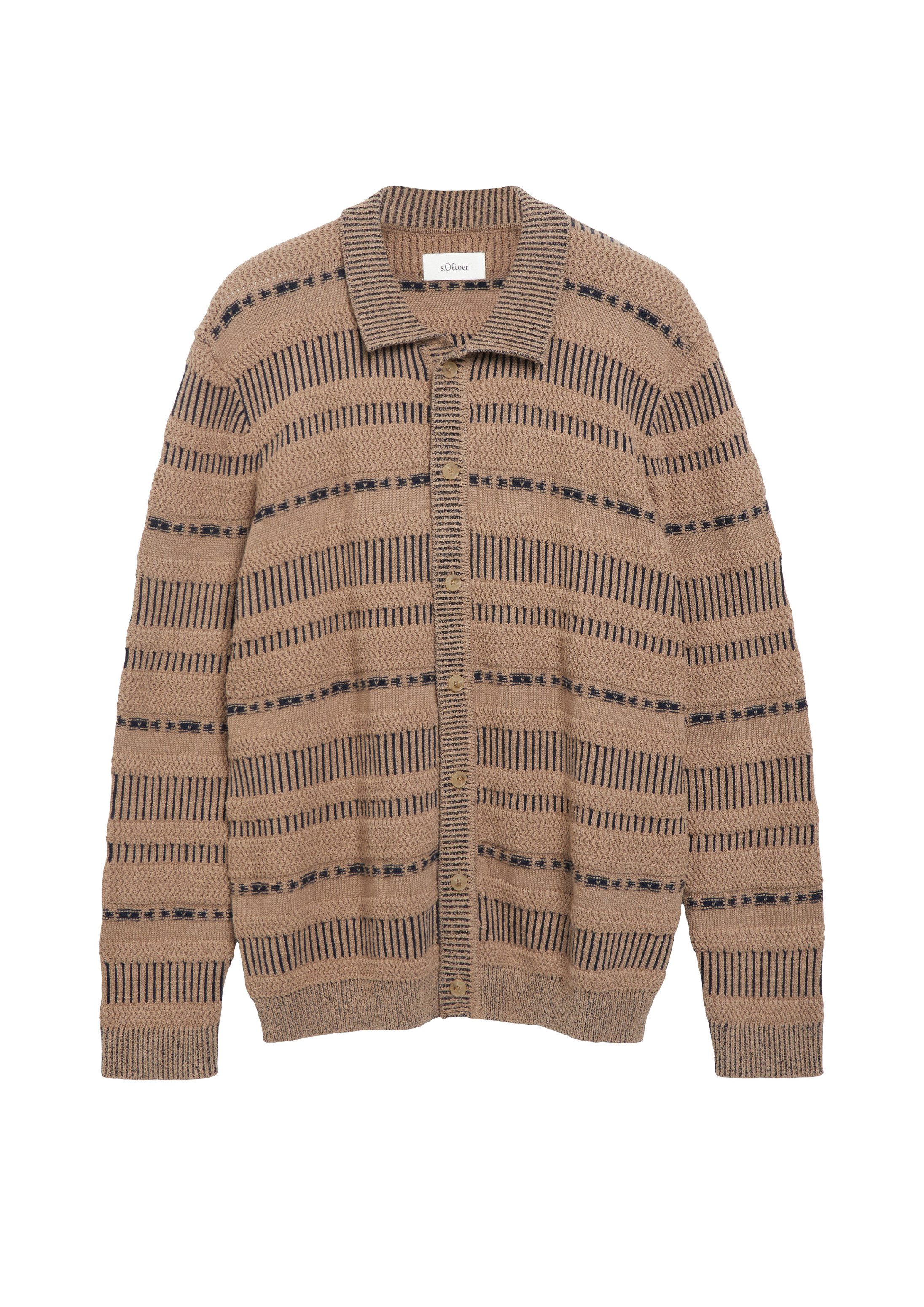 s.Oliver Cardigan Strickjacke Strickjacke mit Strukturmix und Polokragen