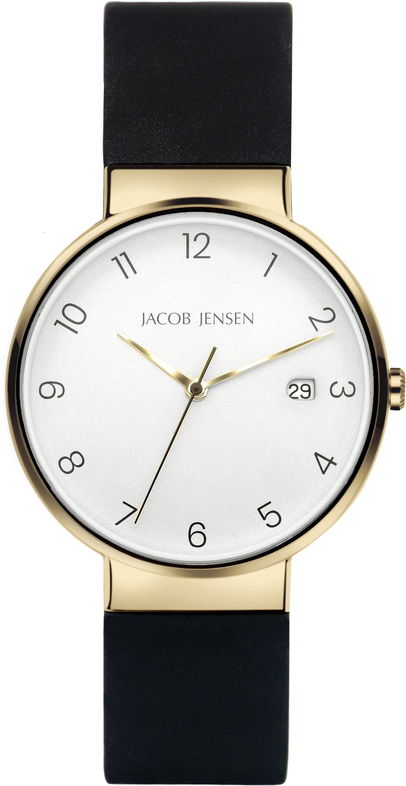 Jacob Jensen Titanuhr Armbanduhr Datum Titanium Timeless Nordic ⌀37mm 32181, arabische Ziffern