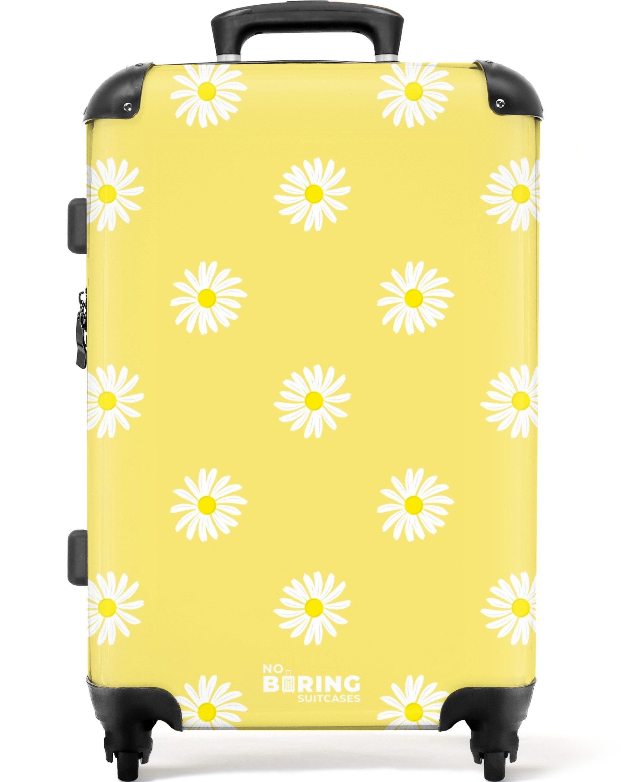 NoBoringSuitcases.com© Hartschalen-Trolley Pastellgelb mit Gänseblümchen 67 günstig online kaufen