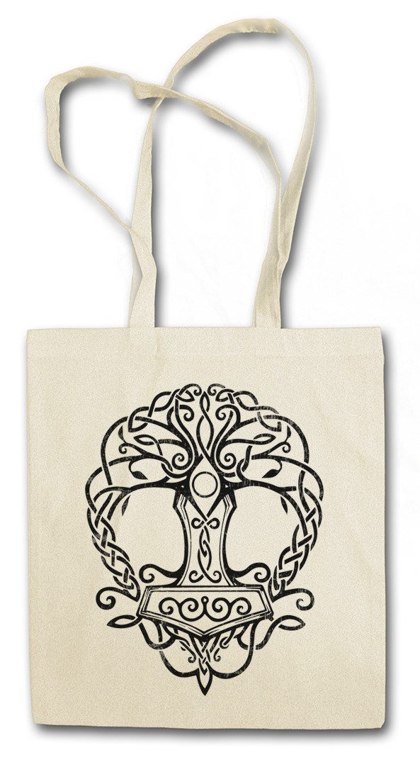 Beuteltasche Yggdrasil Mjölnir Stofftasche Weltenbaum Tree of Life Walhall Walhalla
