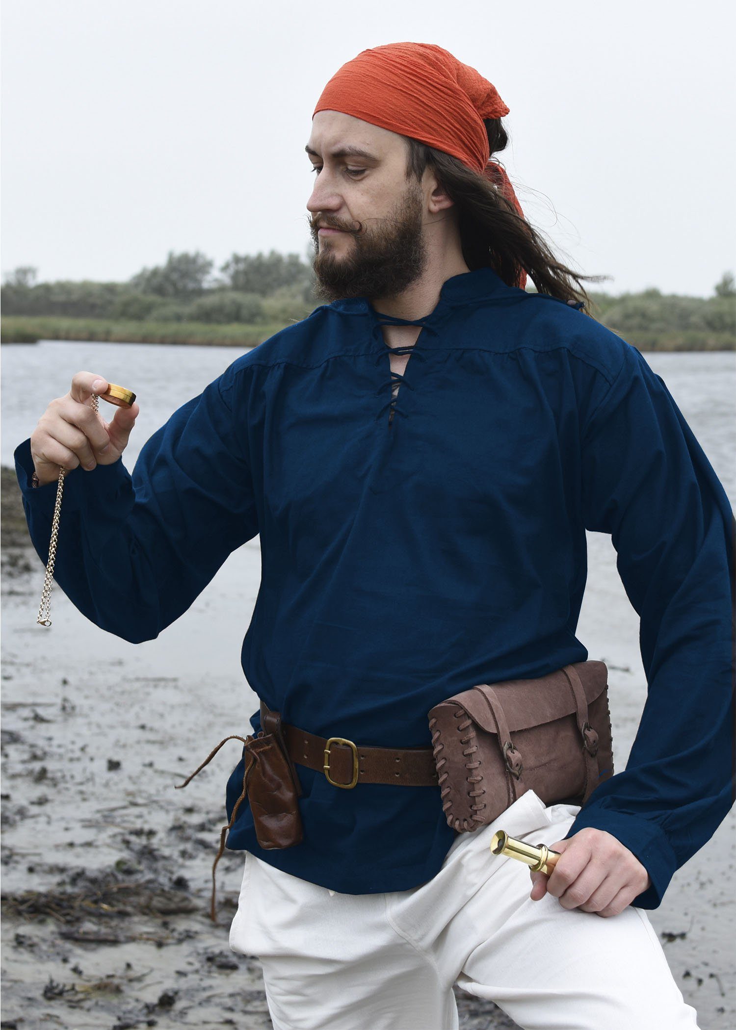 Battle Merchant Wikinger-Kostüm Mittelalter-Hemd blau, Ludwig, Gr. S günstig online kaufen