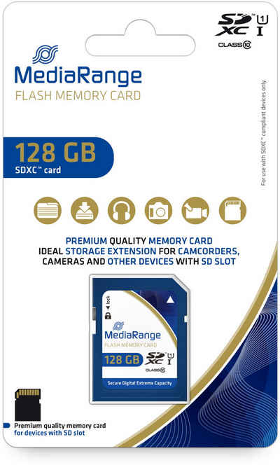 Mediarange SDXC Karte 128GB Speicherkarte UHS-I Class 10 Speicherkarte