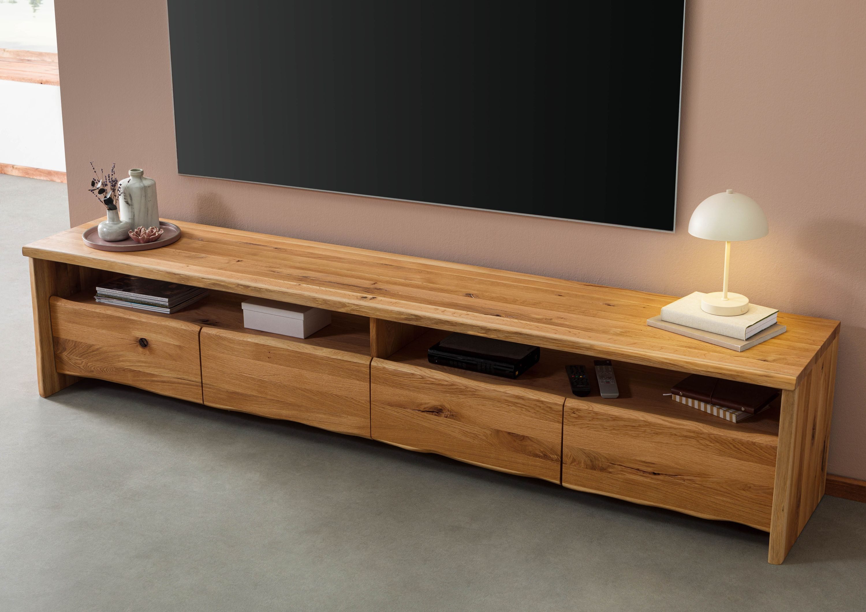 Massivmoebel24 TV-Board PURE OAK (Massivholz), Wildeiche 240x45x50 natur geölt PURE OAK #119