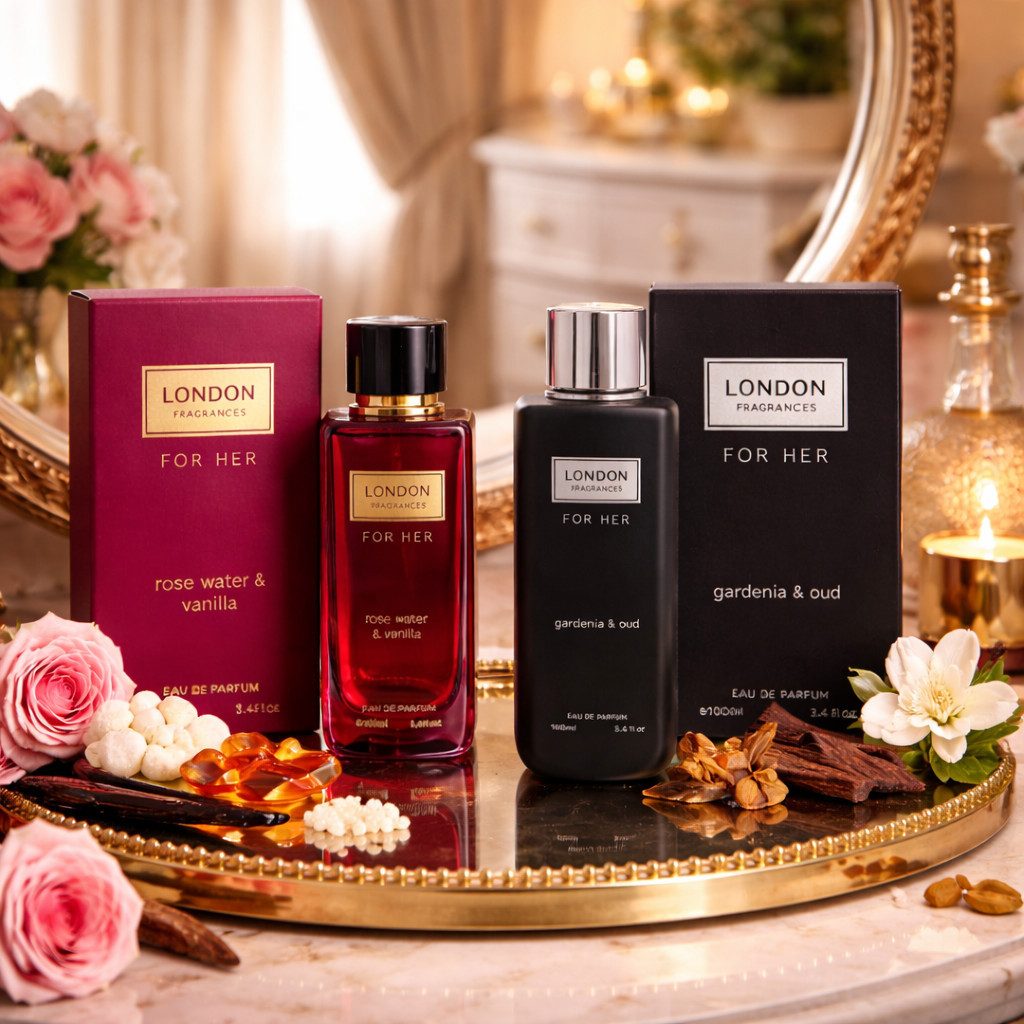 LONDON FRAGRANCES Eau de Parfum London Fragrances For Her Gardenie & Oud Würzig Orientalisch 100 ml, 1-tlg., Hergestellt in UK, Damenduft,Elegant