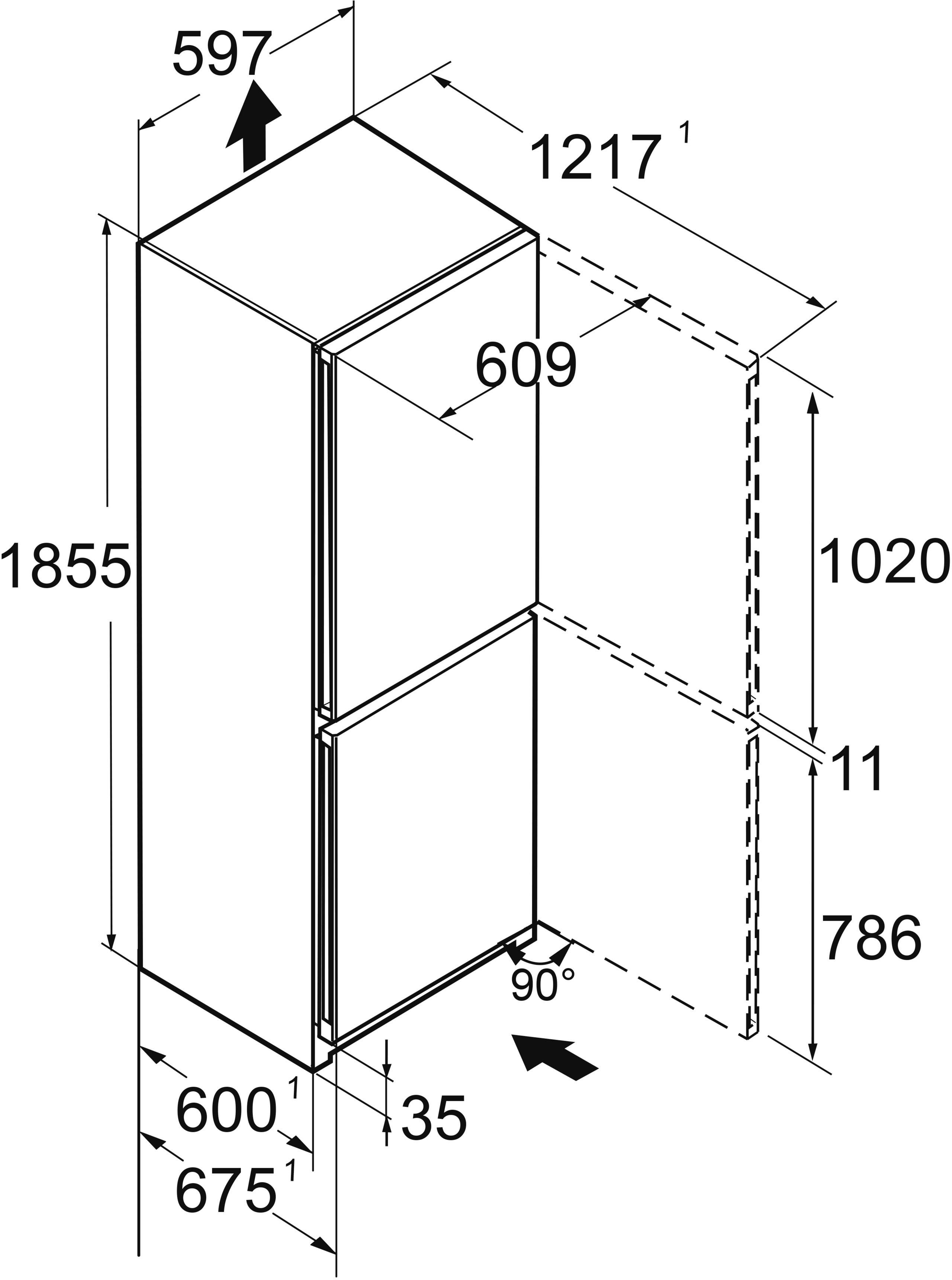 Liebherr 5733_994877351, cm silberfarben 59,7 CBNsdc breit 201,5 cm hoch, Kühl-/Gefrierkombination