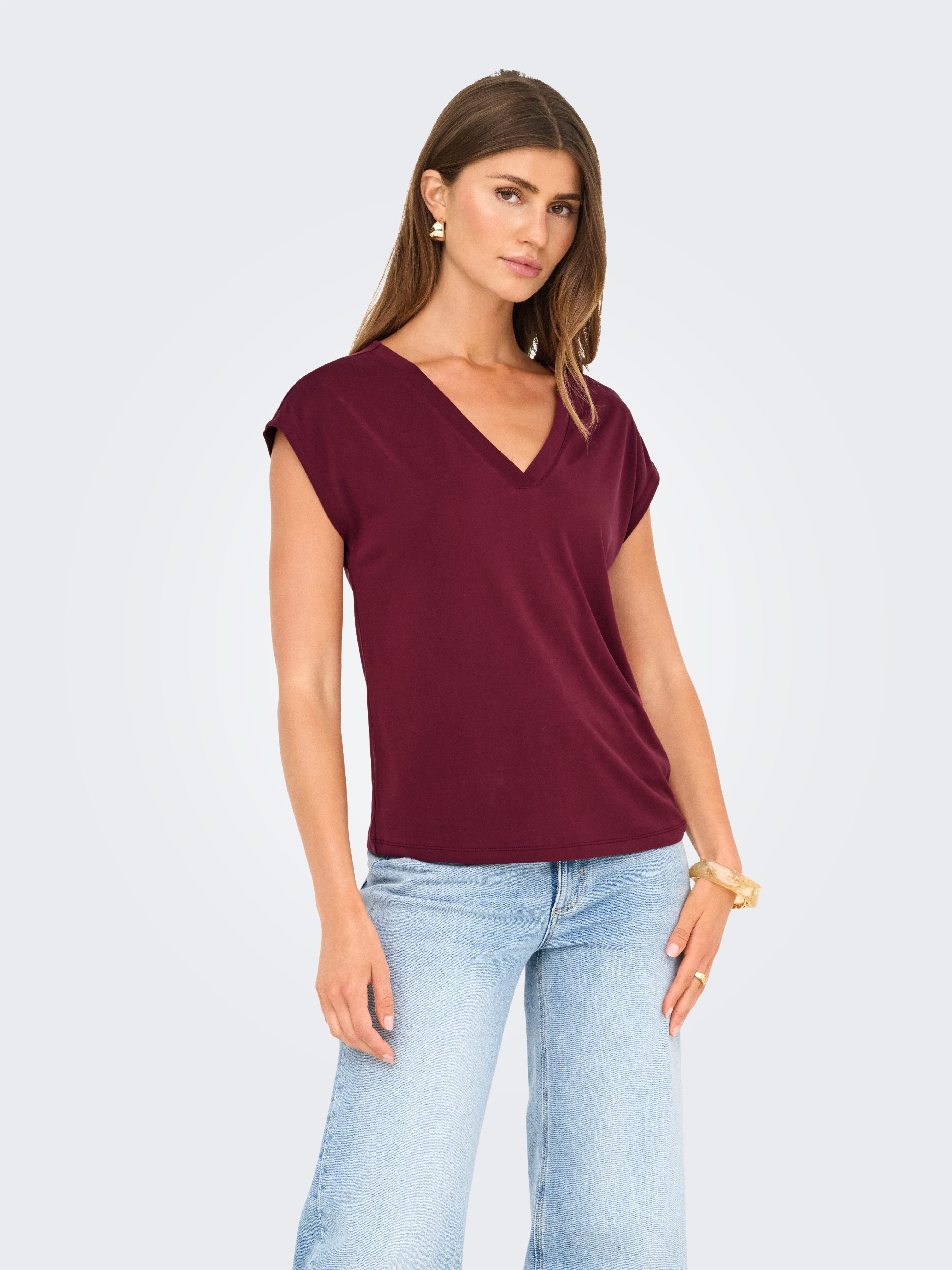 ONLY V-Shirt ONLFREE S/S MODAL V-NEC günstig online kaufen