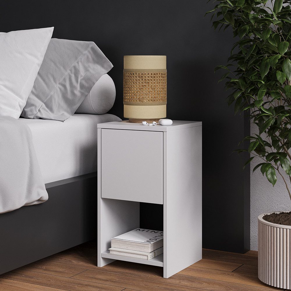 Nachtschrank Evo, Weiß, 30 x 55 cm mit Schublade