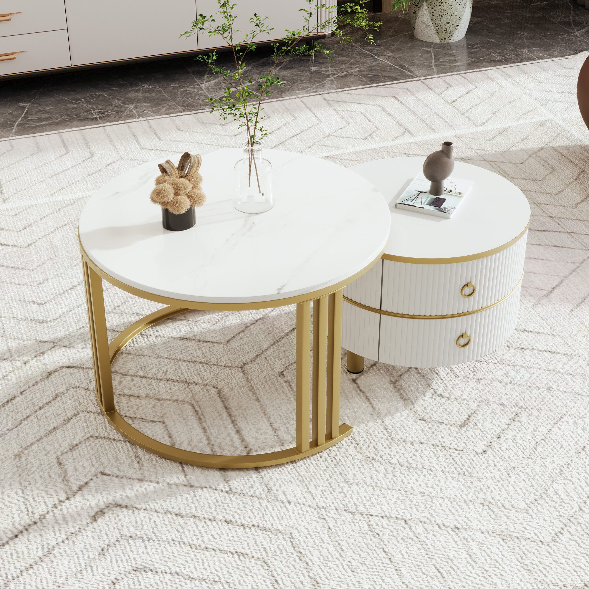 Furnishings Home Couchtisch rund Kaffeetisch Beistelltisch günstig online kaufen