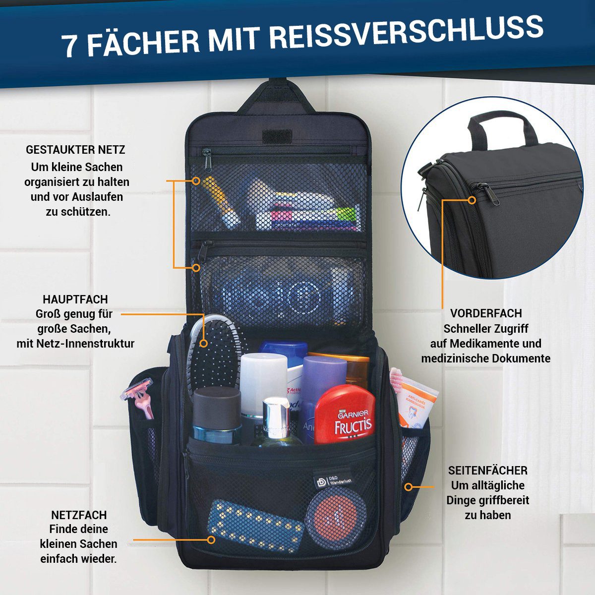 Qumaxx Kulturbeutel mit Haken Schwarz - günstig online kaufen