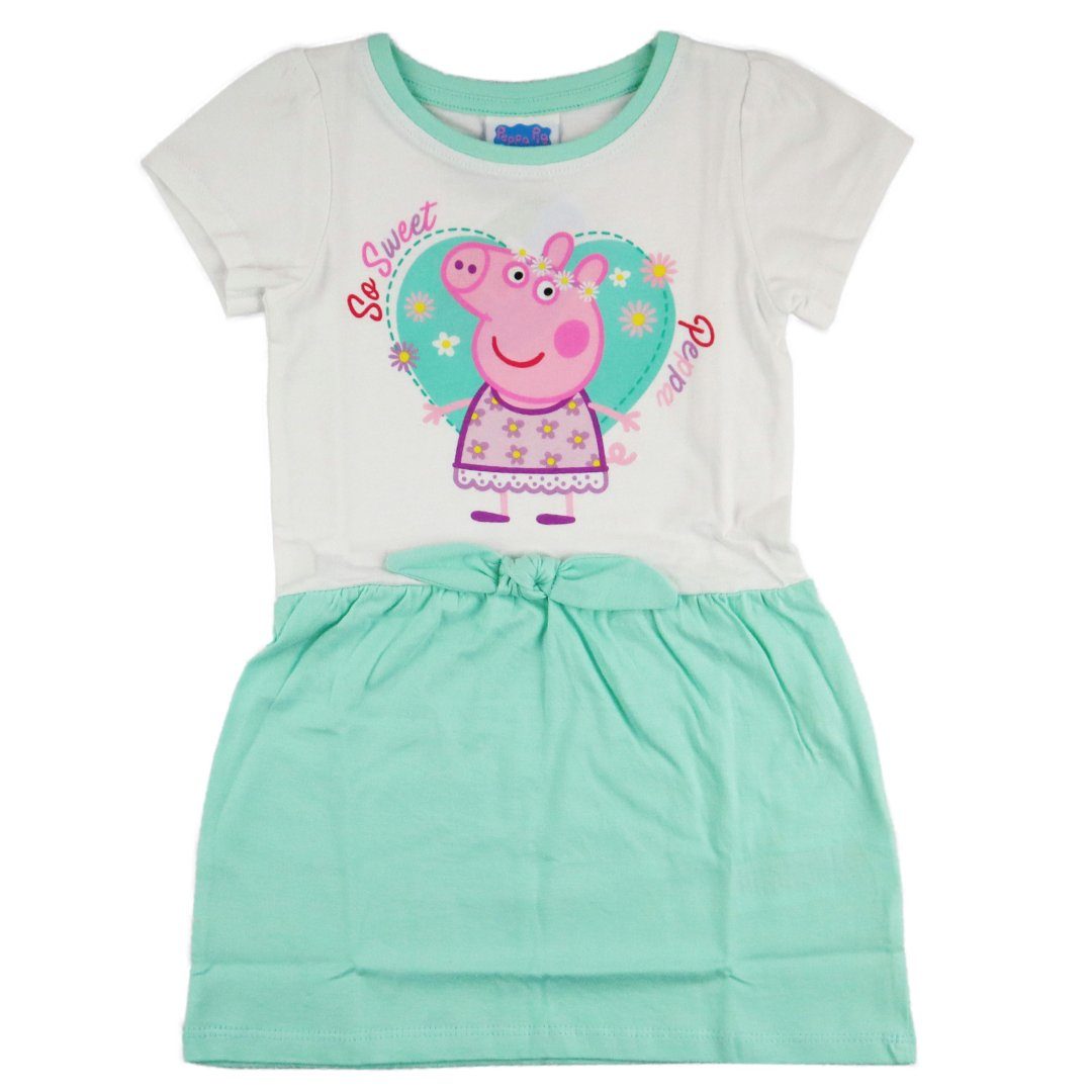 Peppa Pig Sommerkleid Peppa Wutz Kinder Mädchen Kleid Gr. 92 bis 116, 100% Baumwolle Grün | Strandkleider