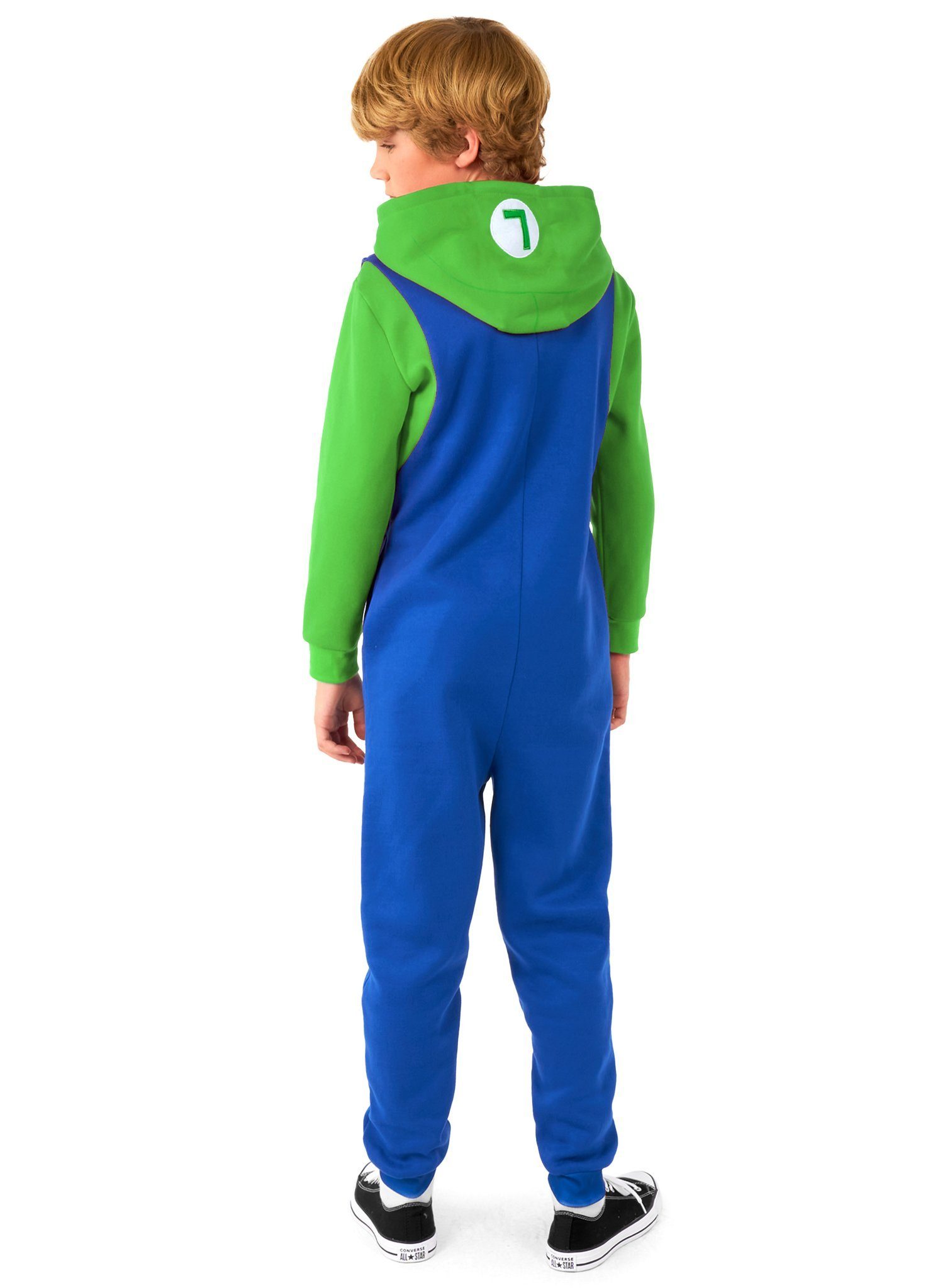 Opposuits Kostüm Luigi Onesie Kostüm Overall Faschingskostüm Kinder, Supergemütlicher Einteiler - offizielles Super Mario-Kostüm!