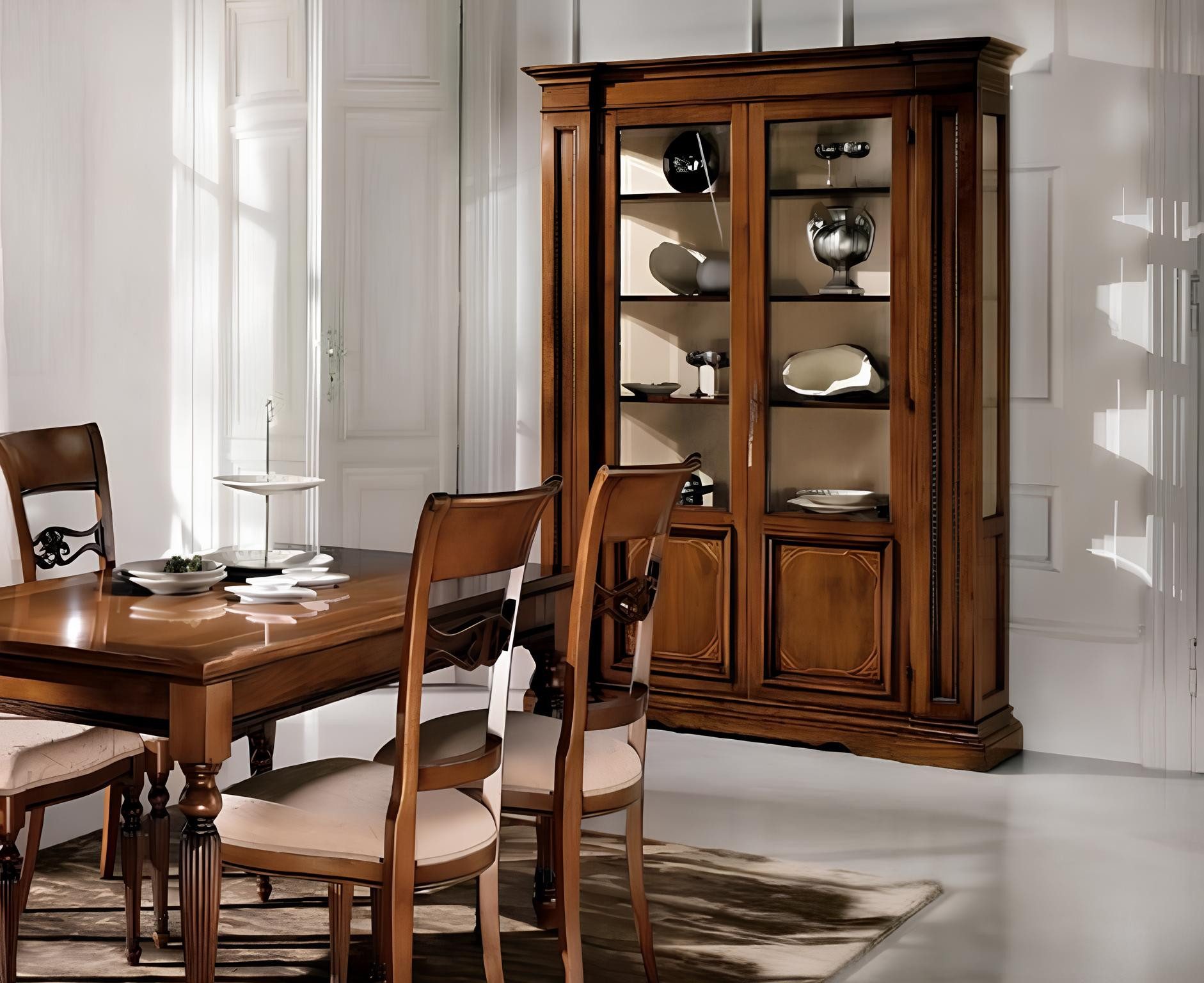 JVmoebel Vitrine Klassische Anrichte aus Holz in Braun mit Soft-Close-Funktion (1-St) Made in Italy