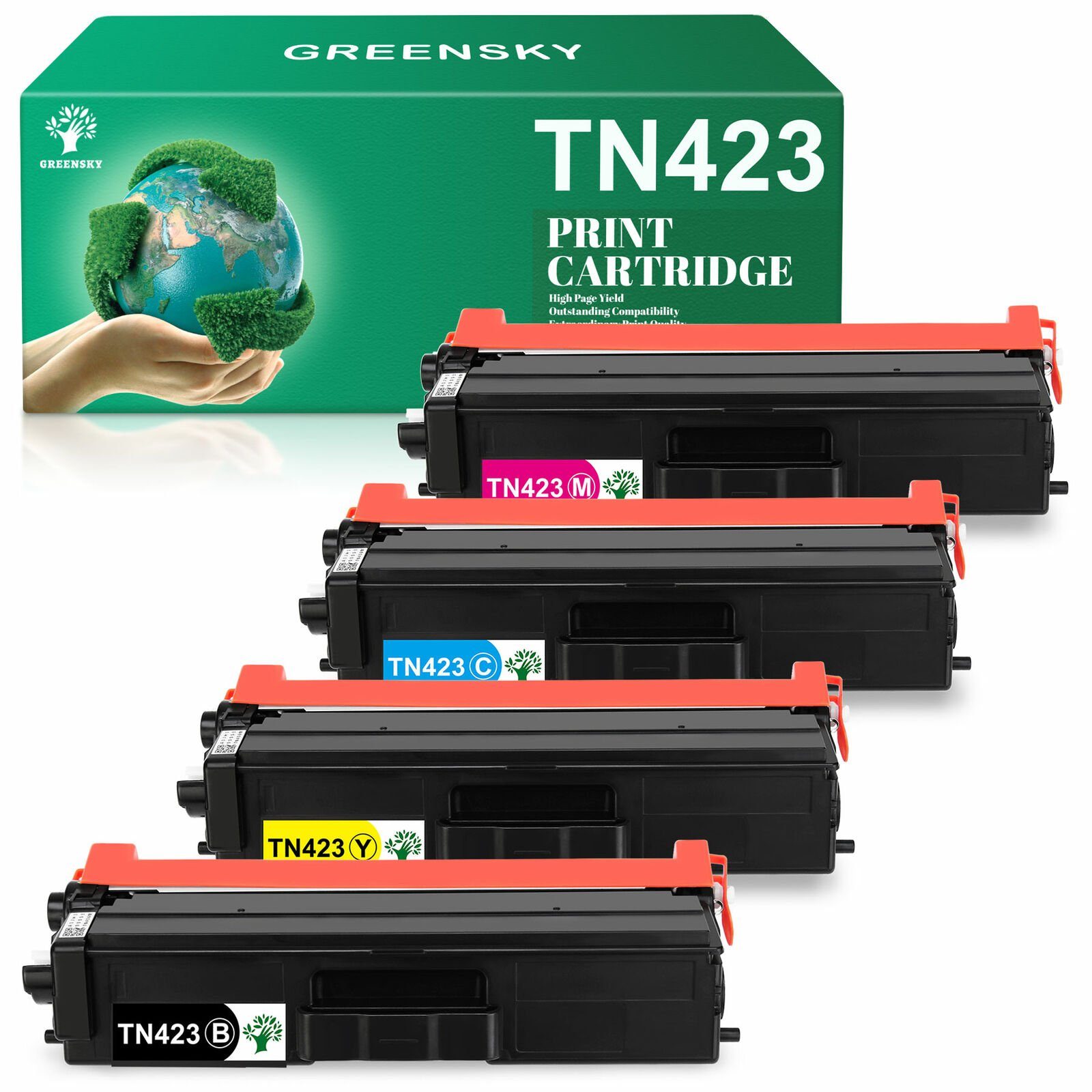 Greensky Tonerpatrone Kompatibel für TN423 TN 423 mfc-l8690cdw l8260cdw dcp-l8410cdw 1x Schwarz, 1x Cyan, 1x Magenta, 1x Gelb