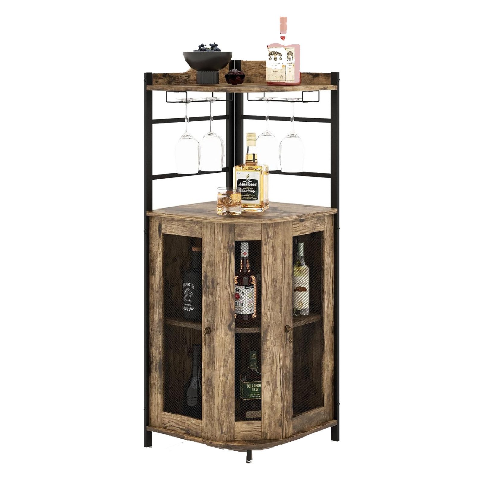 KOMFOTTEU Weinschrank Eck-Barschrank mit Glashalter,mit 2 Türen günstig online kaufen