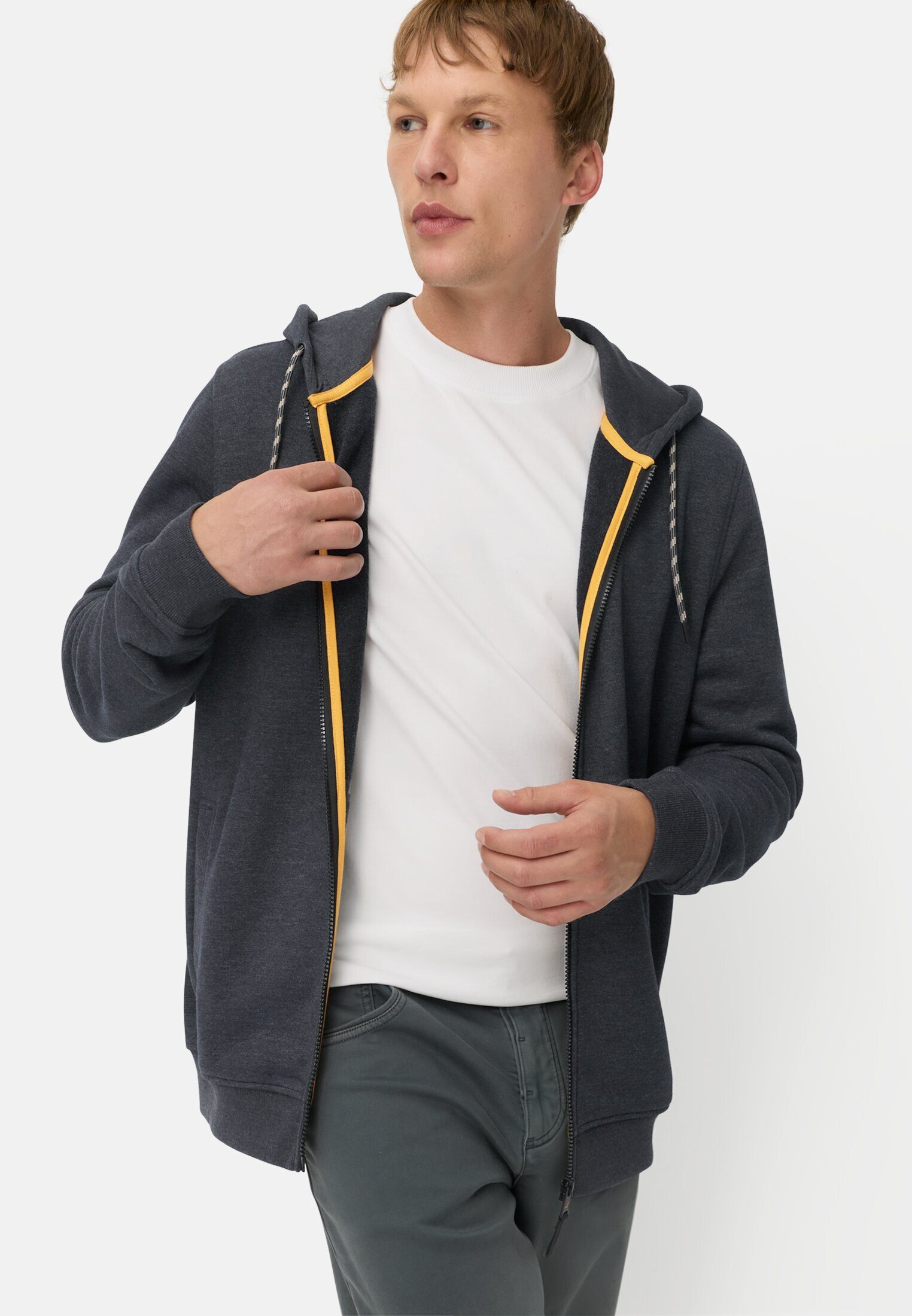 camel active Sweatjacke mit verstellbarem Kordelzug Langarm – Bild 4 von 5