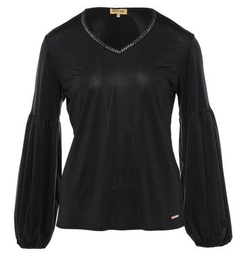 Sarah Kern Blusenshirt Longsleeve figurumspielend mit stylischem V-Ausschnitt