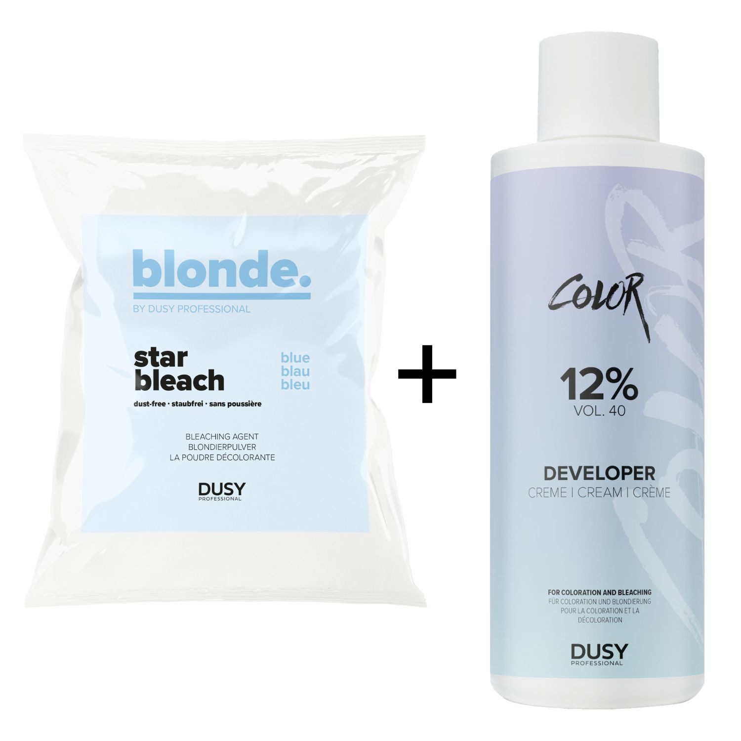 Dusy Professional Blondierpulver Dusy Star Bleach Blondierpulver 500g + Creme Developer 1L, 2-tlg.
