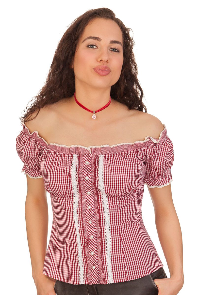 Krüger Madl Trachtenbluse Trachtenbluse - ANNEMARIE - rot