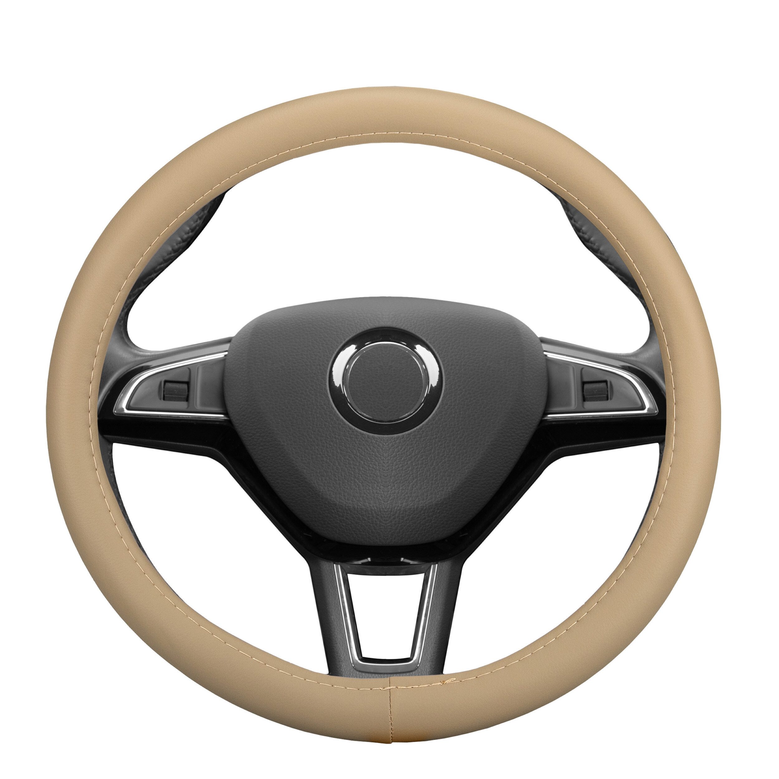 HEYNER Lenkradbezug Lenkradhülle Auto beige 37-39 cm elegant Lenkradschoner weich Leder, (1-tlg)