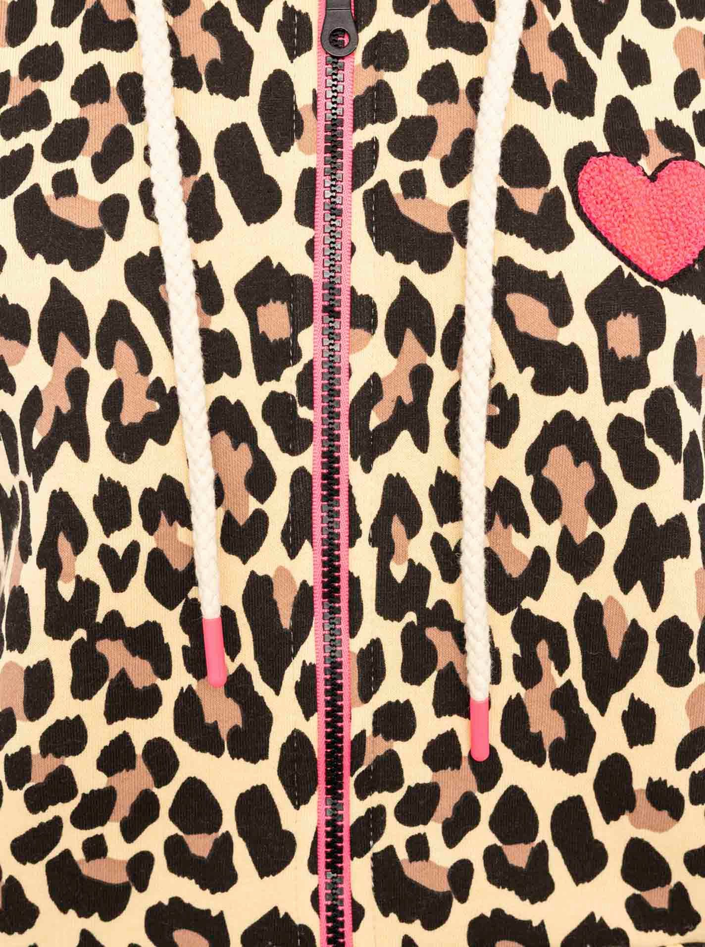 Zwillingsherz Kapuzensweatjacke "Leo AOP" Langarm, Fronttaschen, Reißverschluss, Animal-Muster, modisch