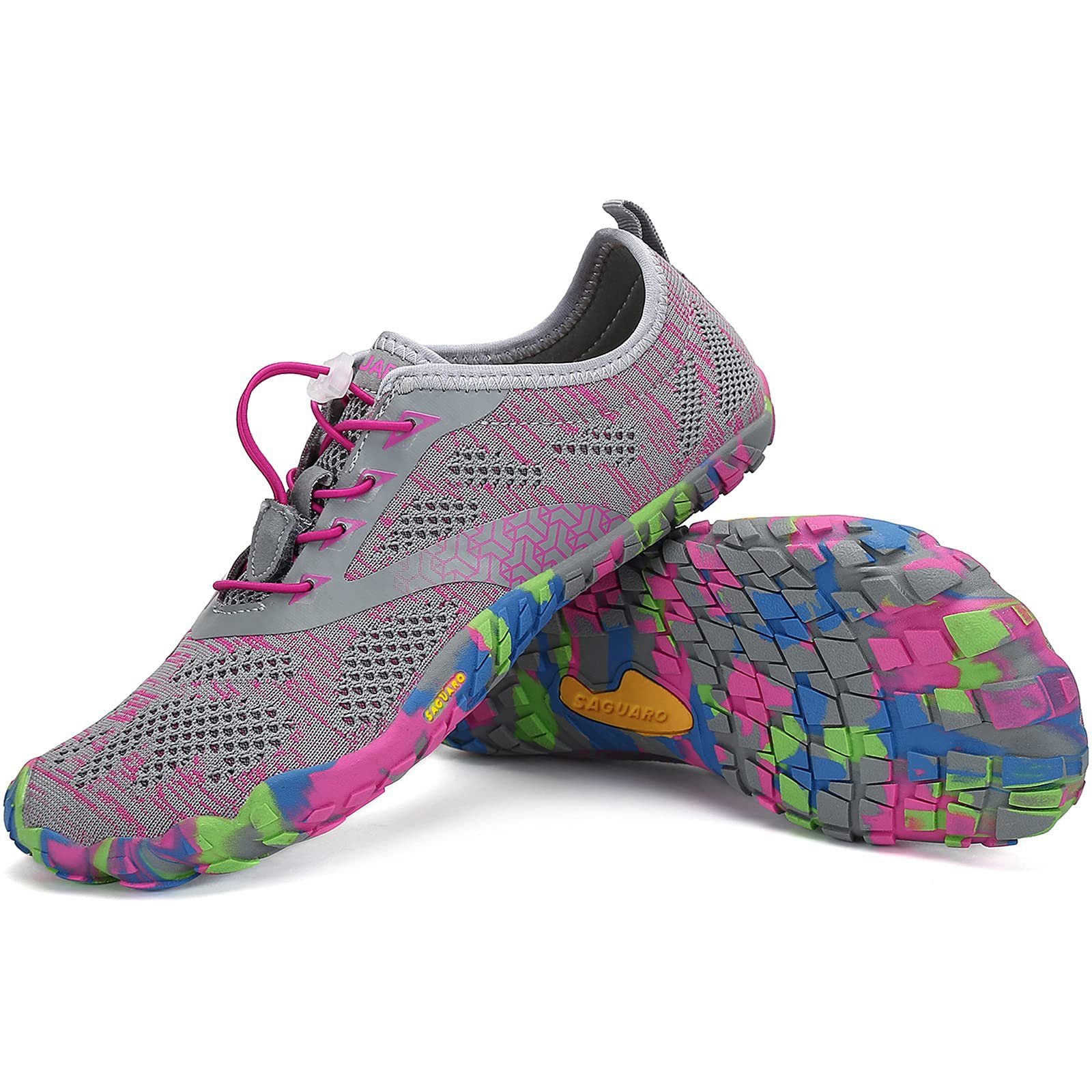 SAGUARO Barfußschuh (bequem, leicht, atmungsaktiv, rutschfest) Minimalschuhe Laufschuhe Sport-Schuhe Jogging Sneaker Trail-Running Pink 034