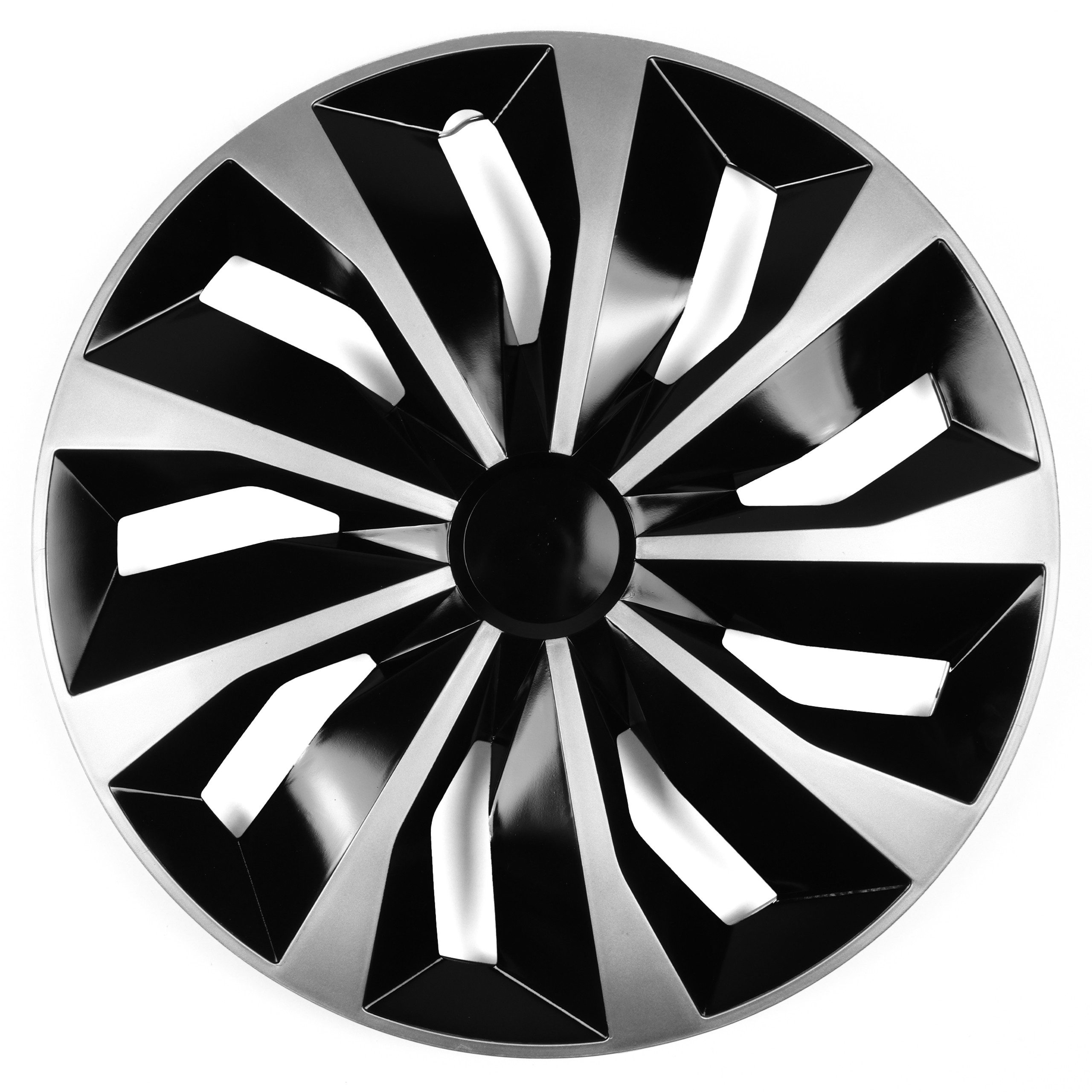 KomfortHome Radkappen Radzierblenden Universal 4er Set Schwarz-Silber ABS Felgenschutz, (4er Set Radzierblenden mit Befestigungsringen) Radzierblenden 14 15 16 Zoll Stahlfelgen Montage werkzeuglos Schutz