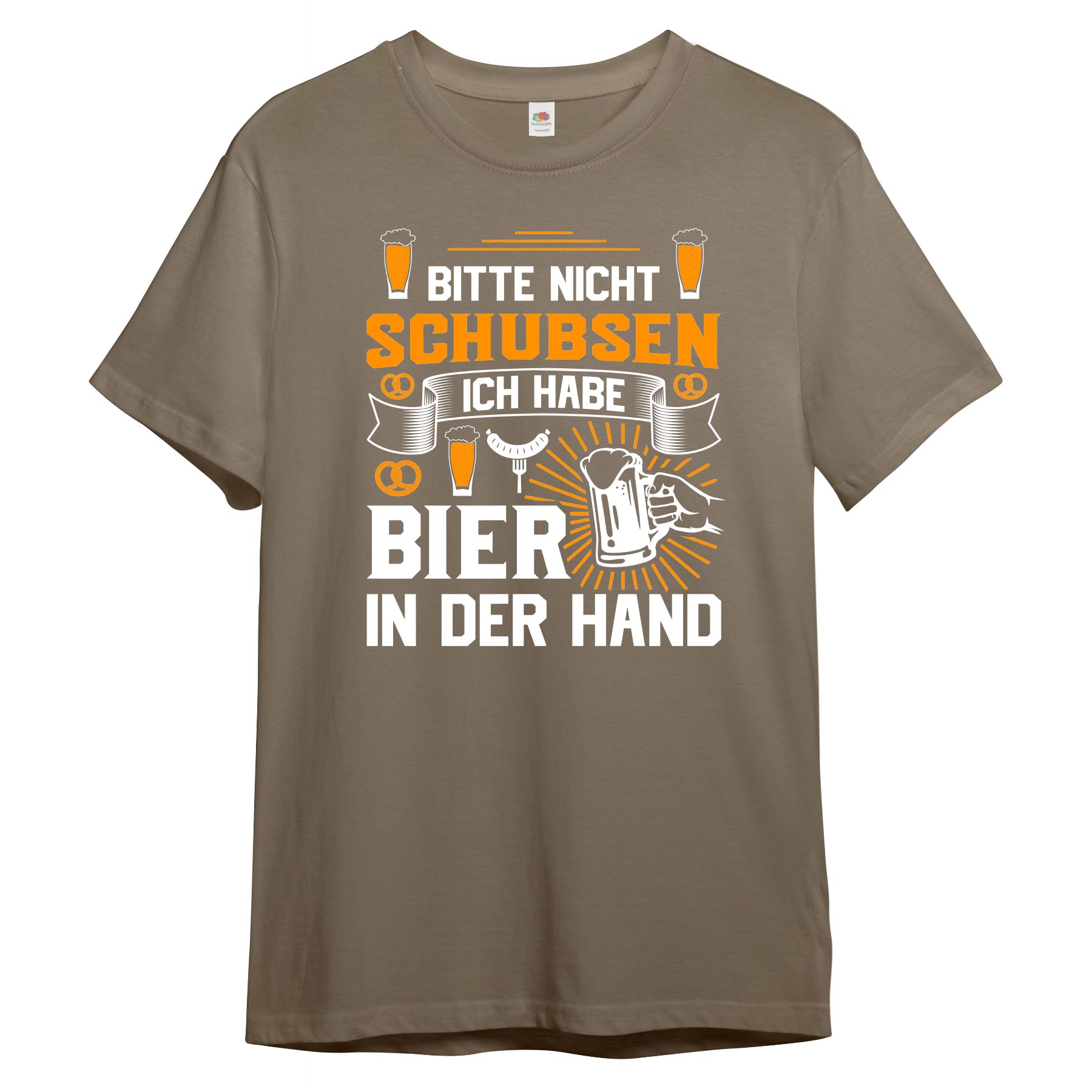 PAULGOS Print-Shirt Herren T-Shirt "Bitte nicht schubsen, ich habe Bier in der Hand"